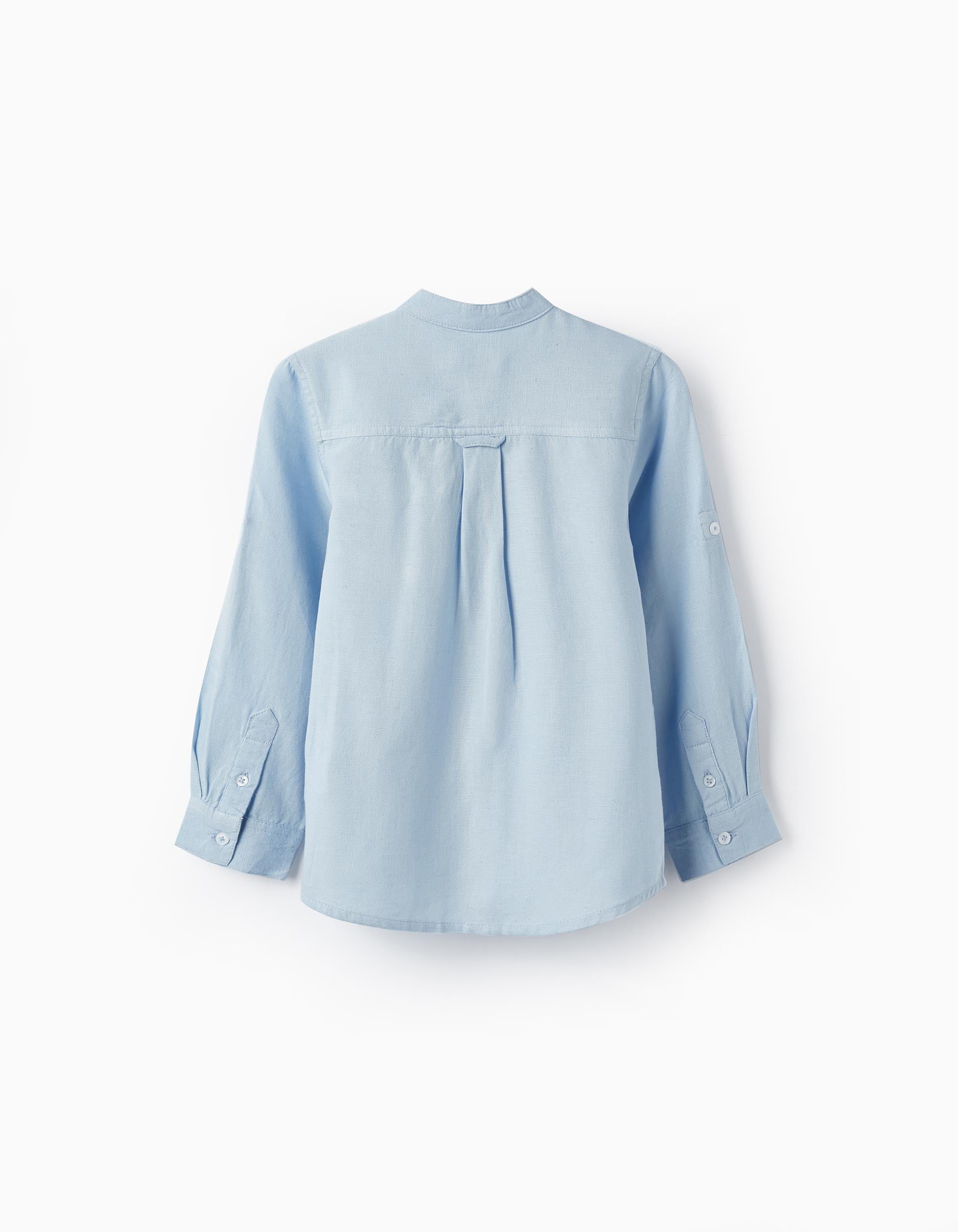 Long Sleeve Linen Shirt for Boys, Light Blue