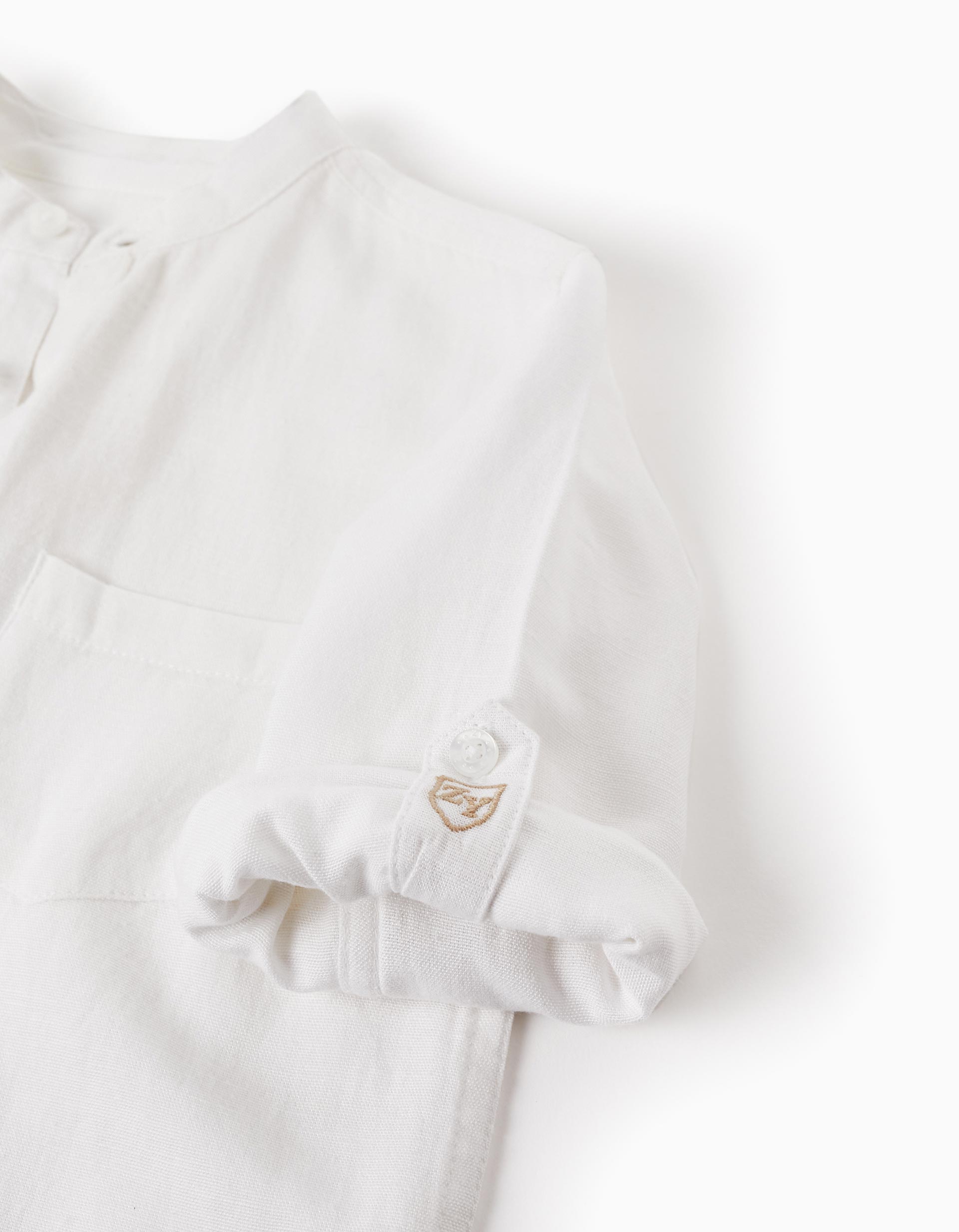 SHIRT LS LINEN, WHITE, 9/10
