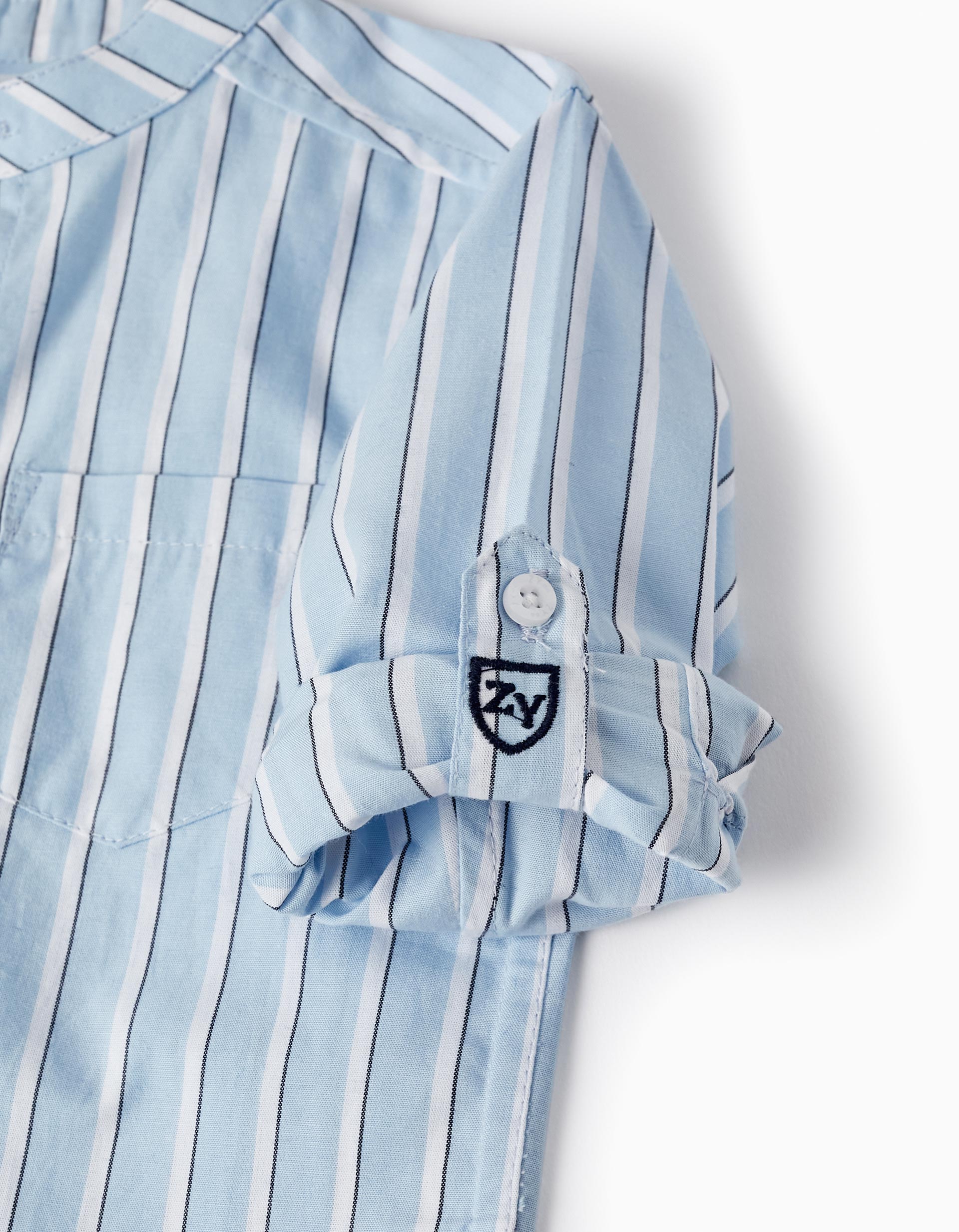 Striped Cotton Shirt for Baby Boys, Blue/White