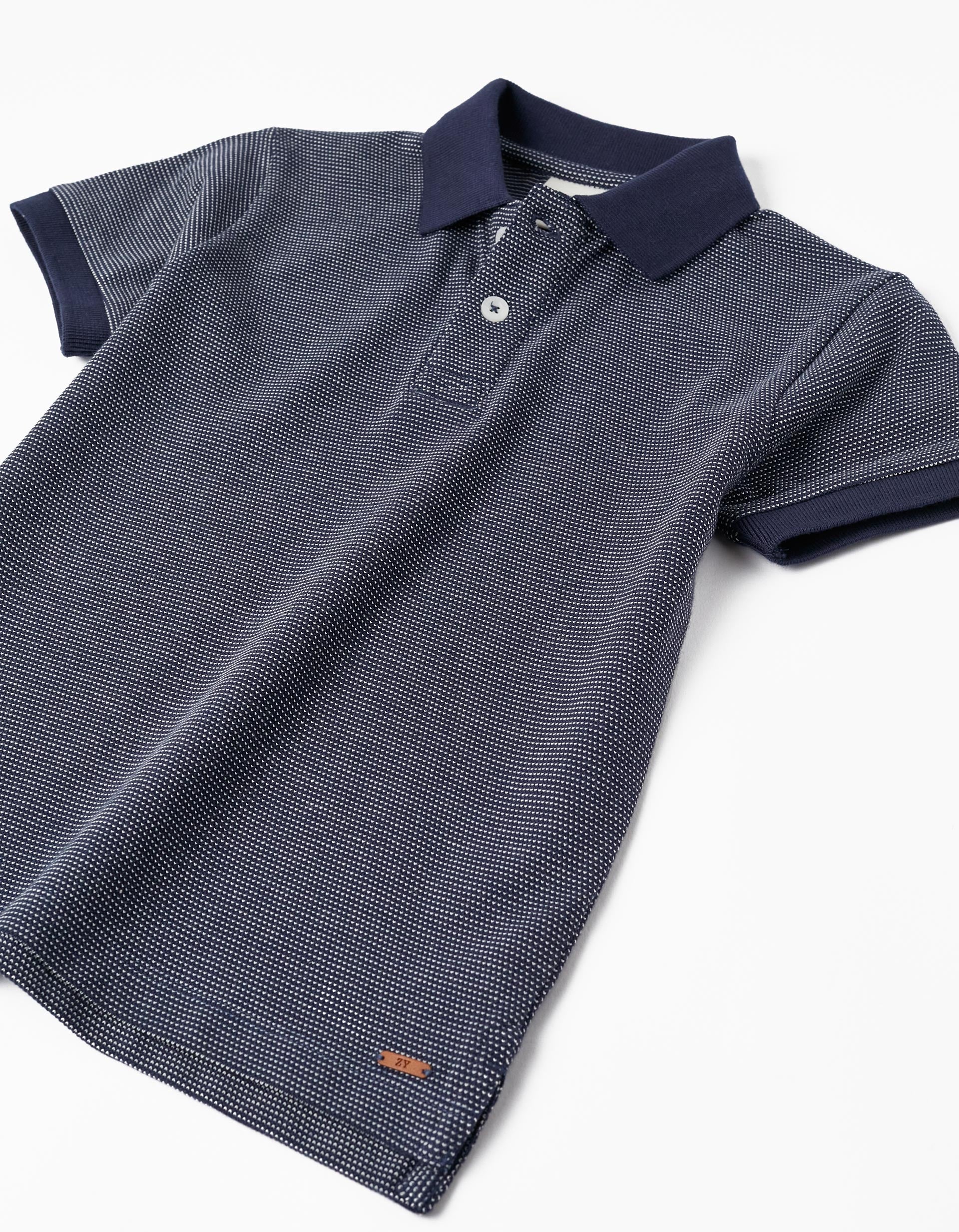 Cotton Pique Polo for Boys, Dark Blue