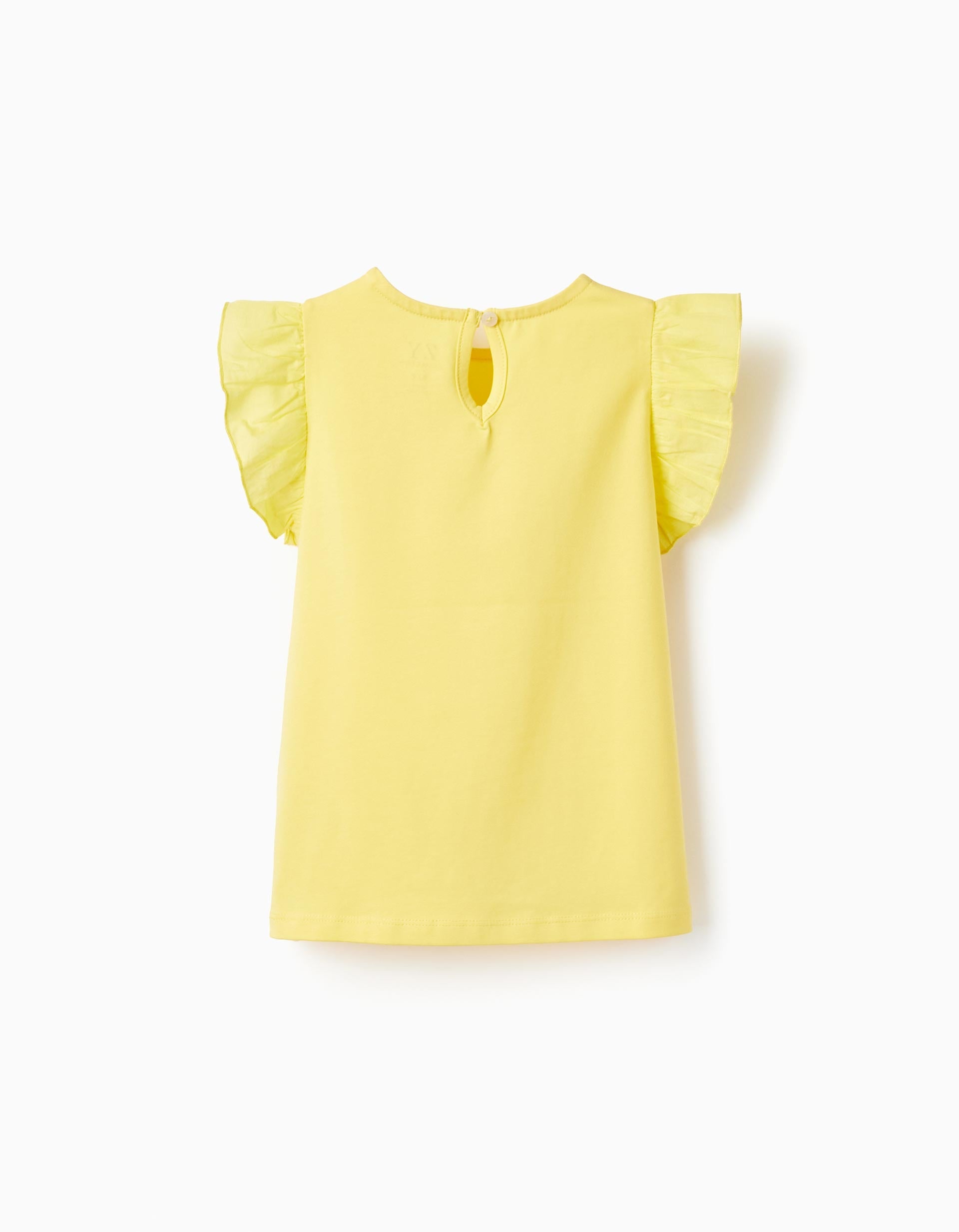 Cotton T-shirt with Ruffles for Girls 'Flowers', Yellow