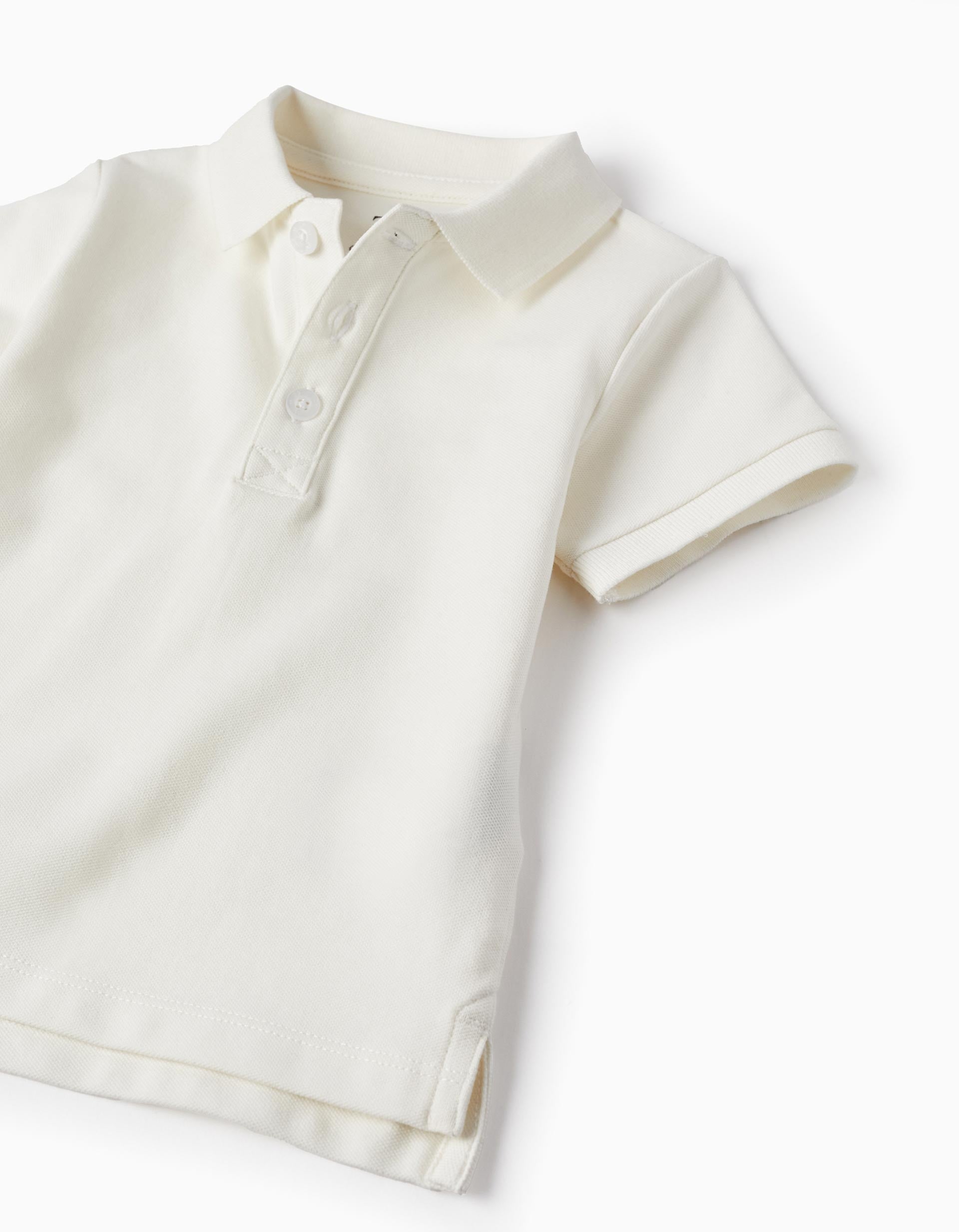 Short Sleeve Polo in Cotton Piqué for Baby Boys, White