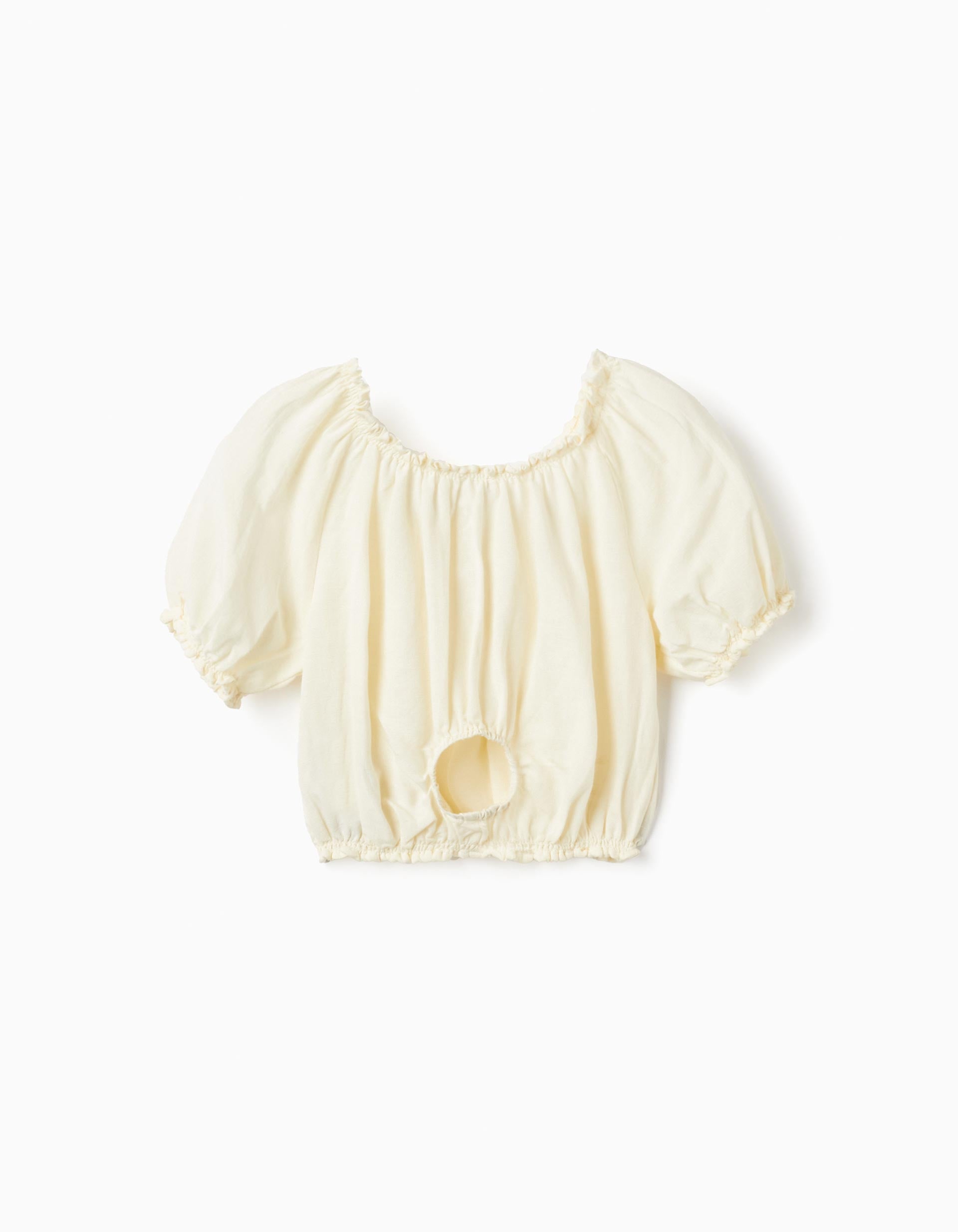 Top in Linen Blend for Girls, White