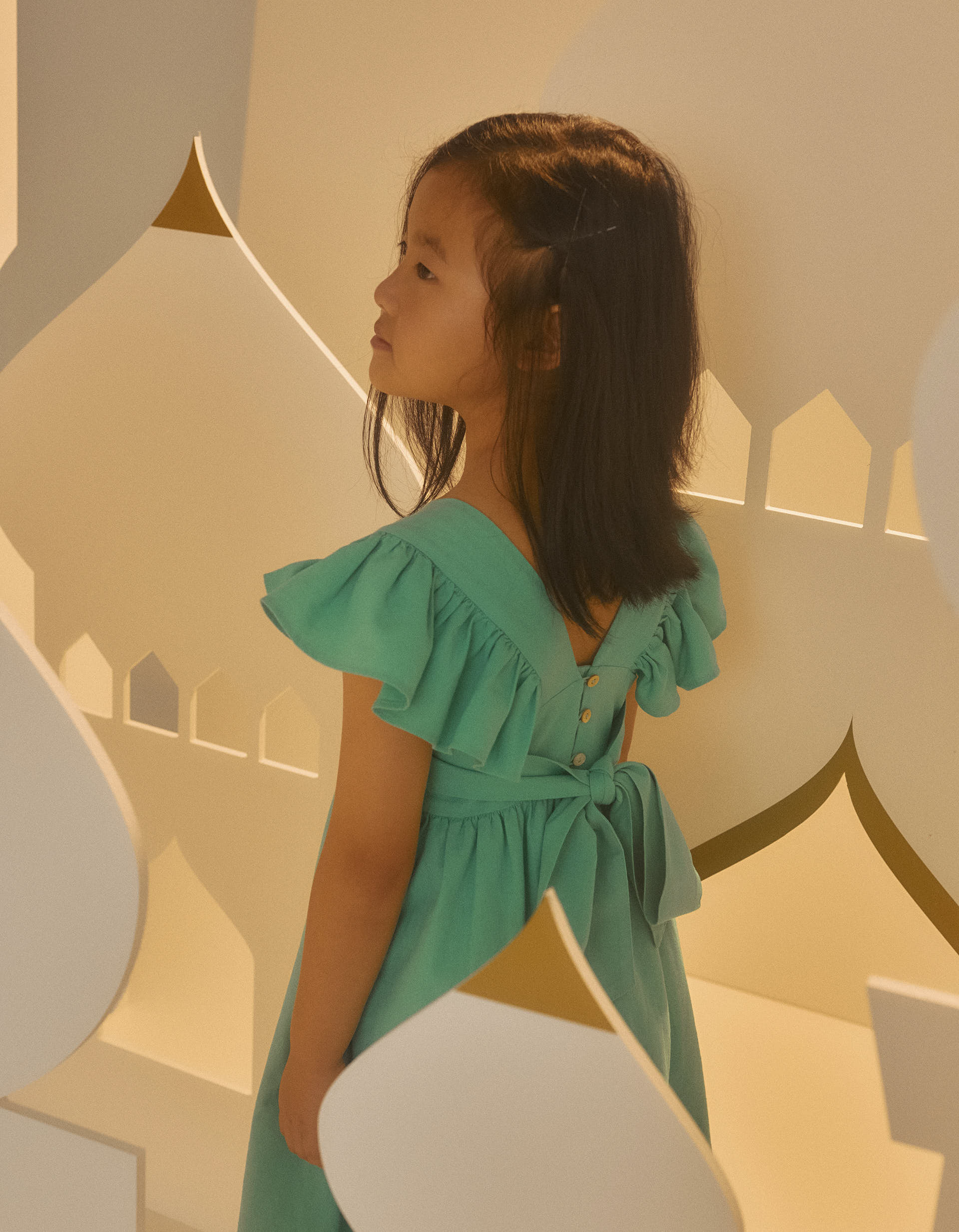 Cotton Dress for Girls 'Special Days', Green