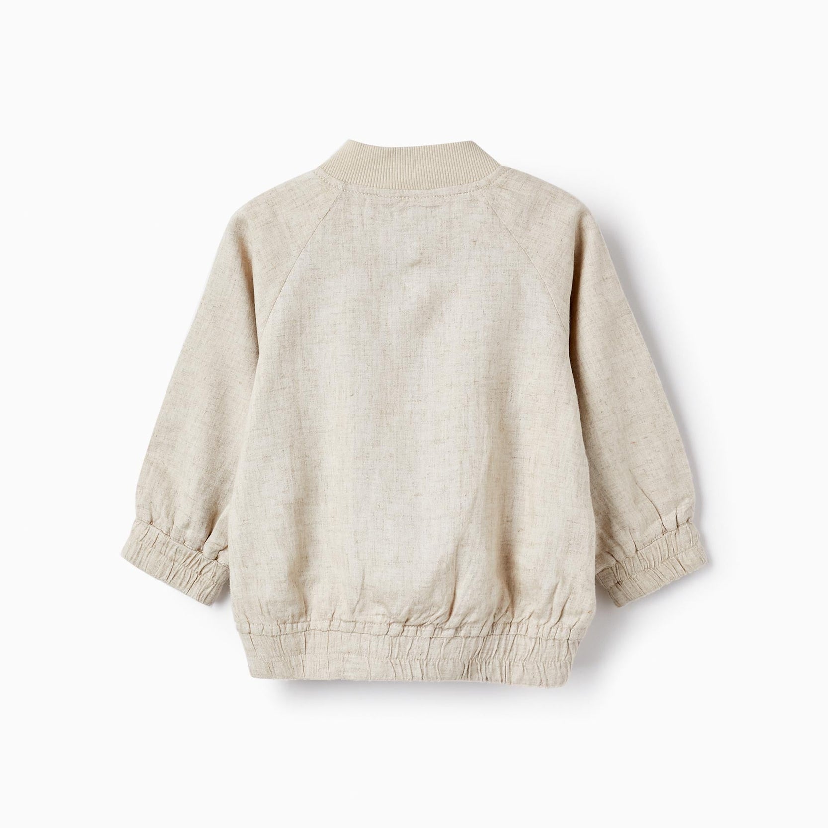 Bomber Jacket in Linen Blend for Baby Boys, Beige