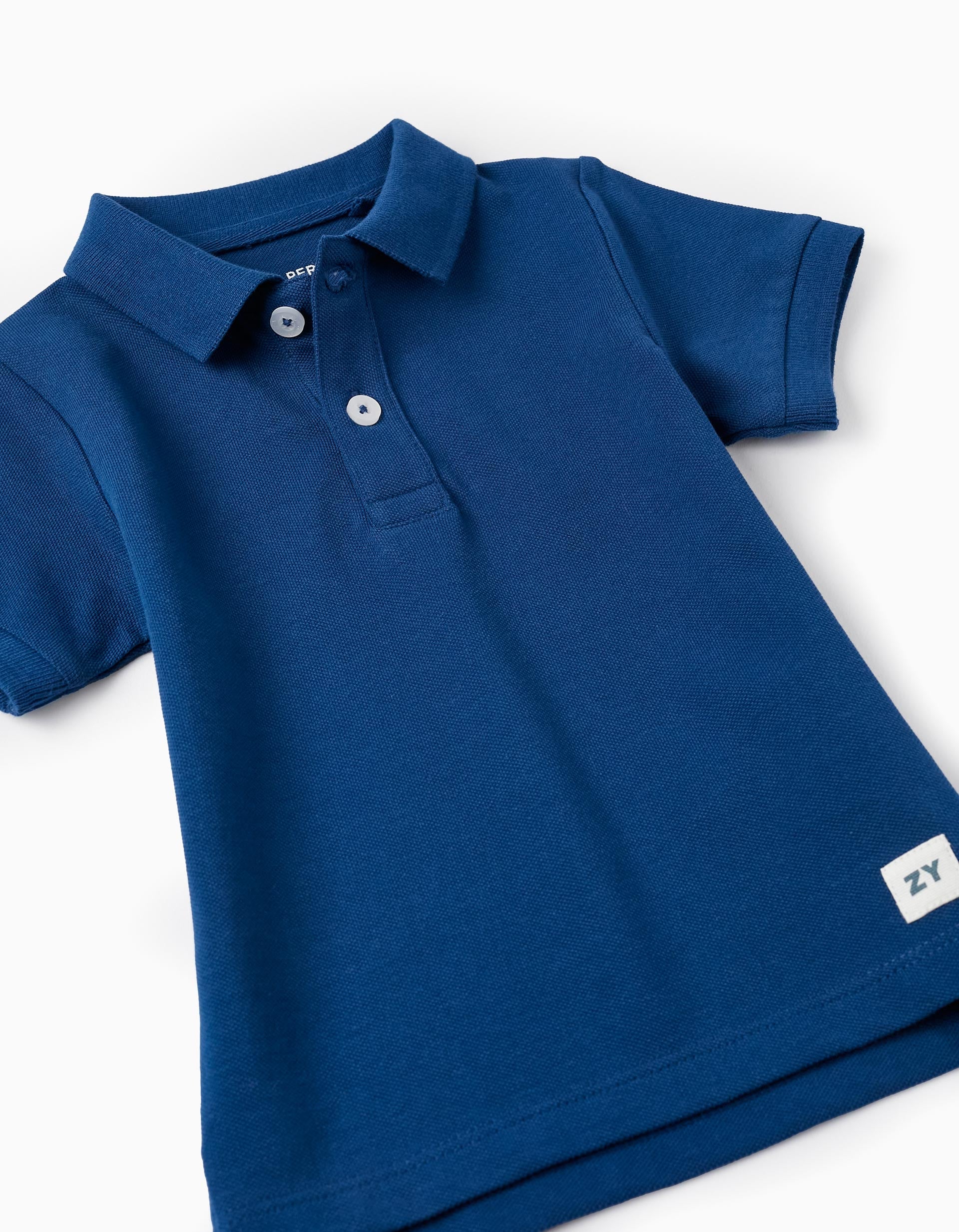 SS SHIRT PIQUE, DARK BLUE, 9/12M-POLO SHIRT-BABY BOY