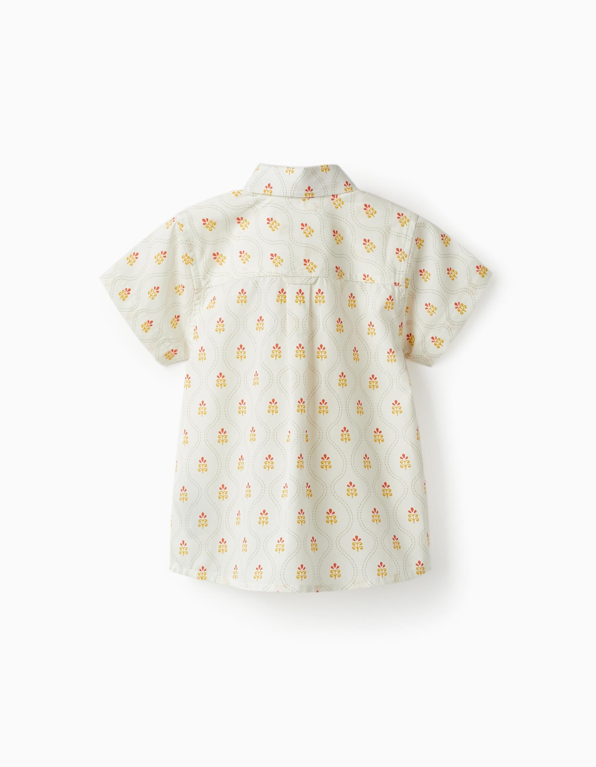 Short Sleeve Cotton Shirt for Baby Boys, White/Yellow/Red
