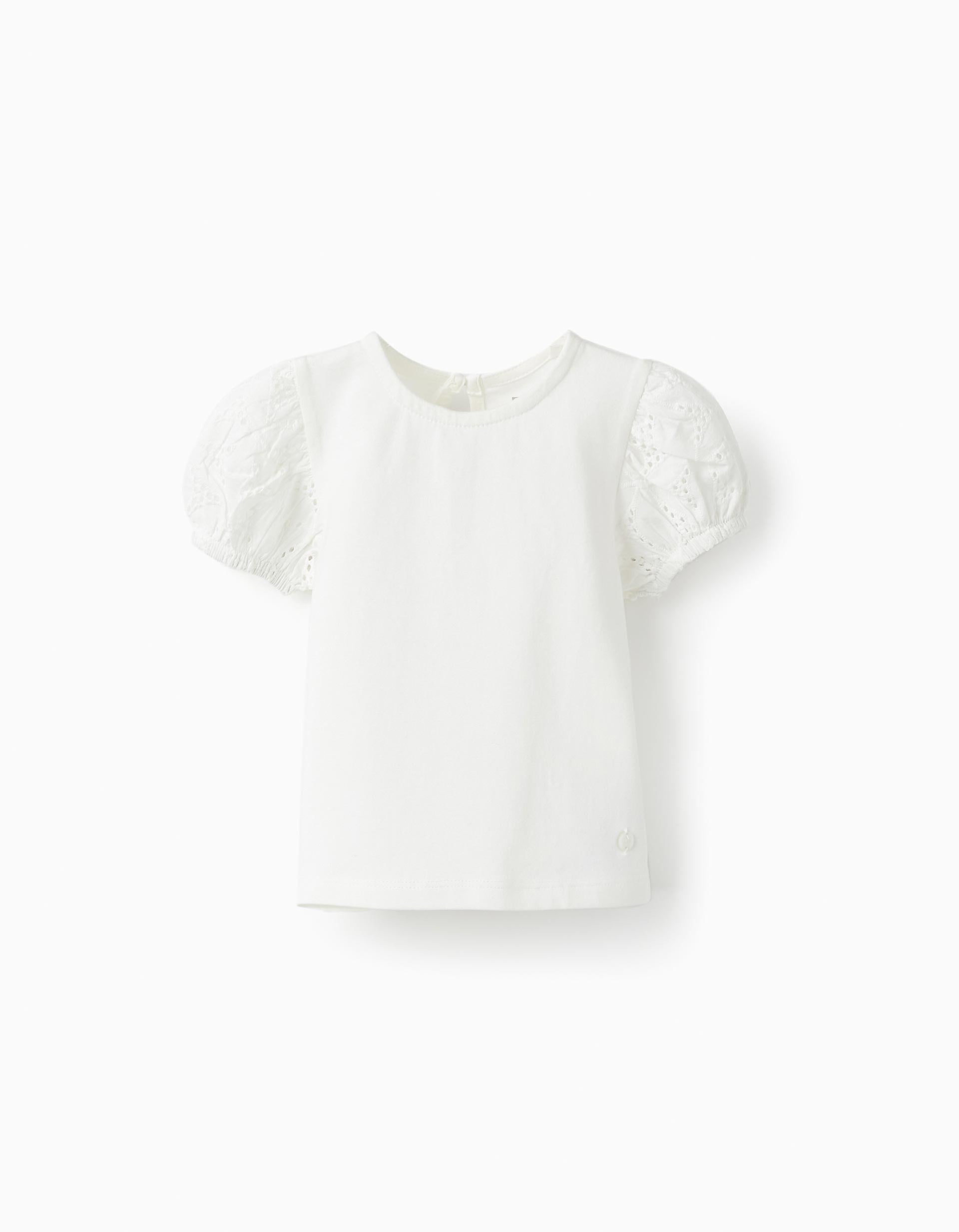 T-Shirt with Embroidery for Baby Girls, White
