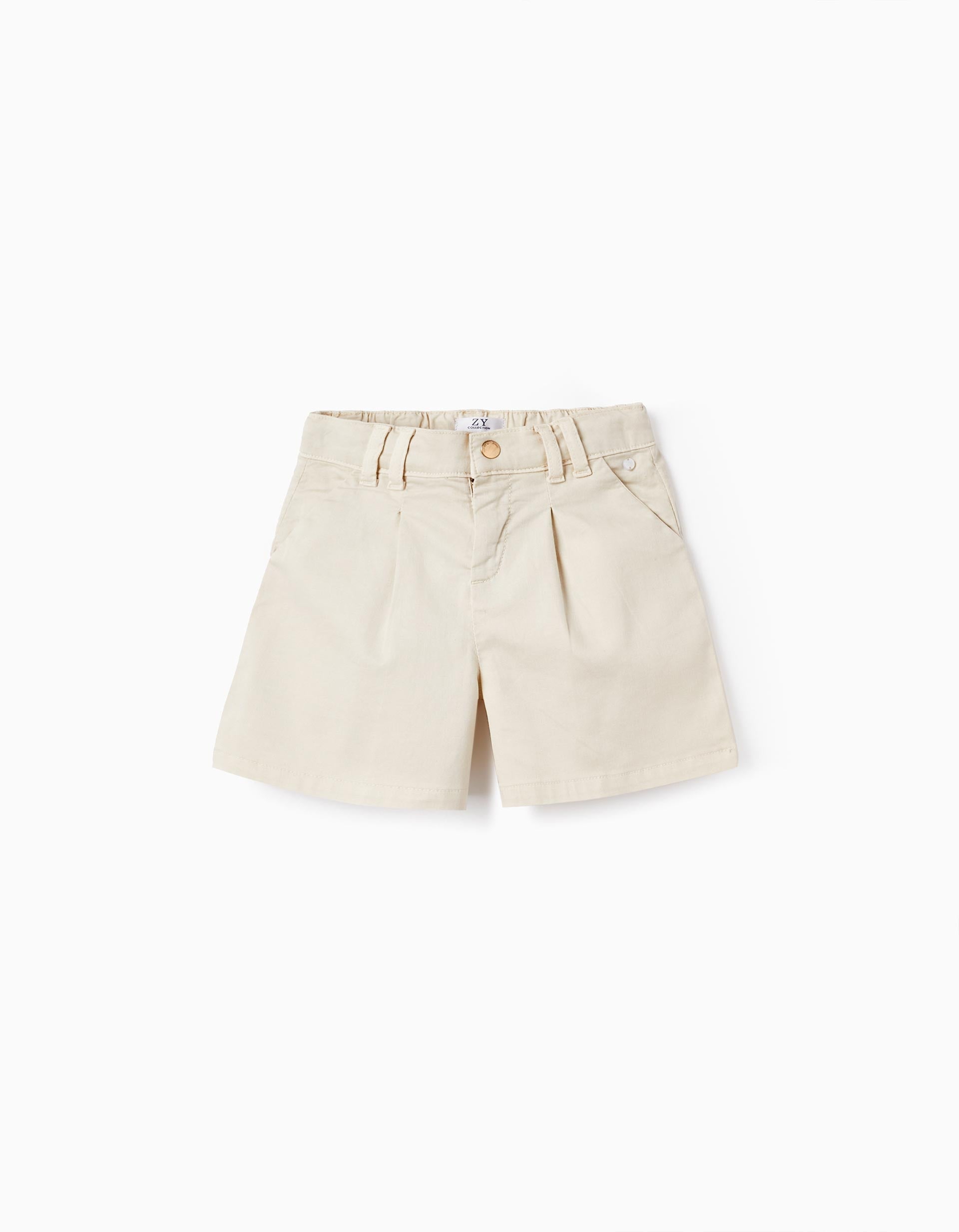 Shorts in Cotton Twill for Girls, Beige