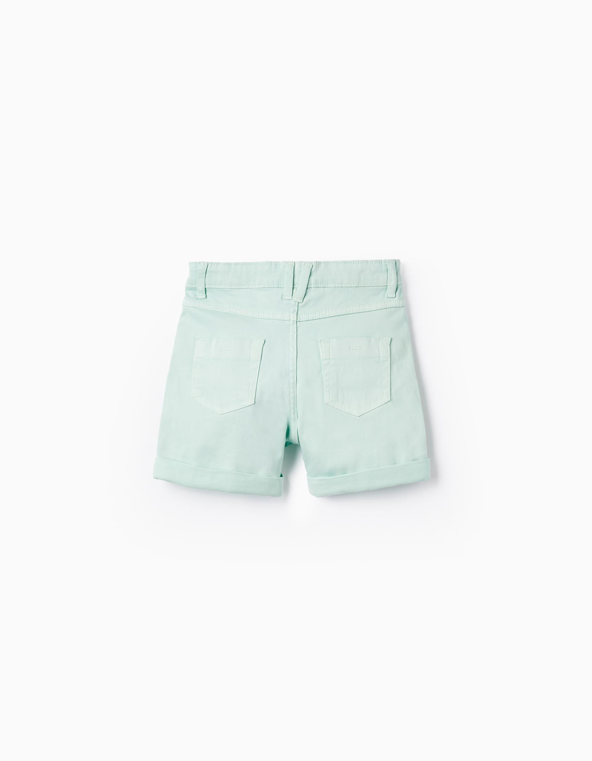 Cotton Twill Shorts for Girls, Aqua Green