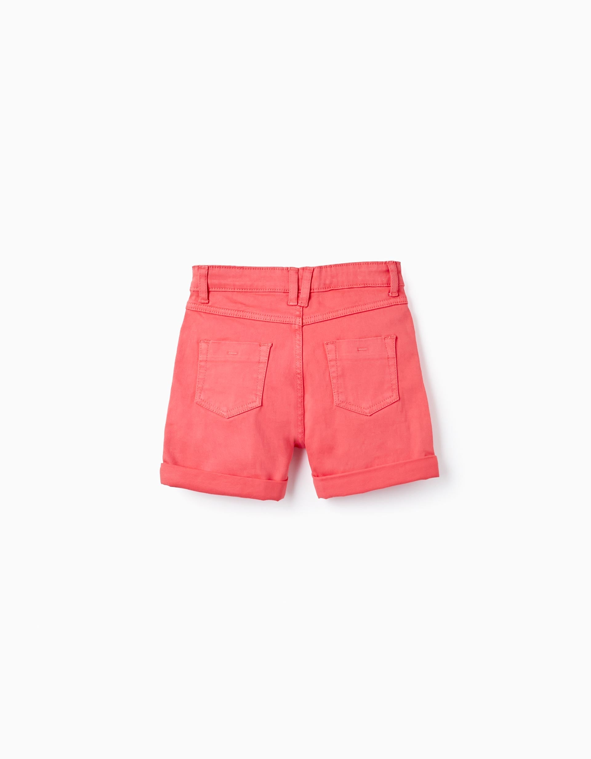 Cotton Twill Shorts for Girls, Coral