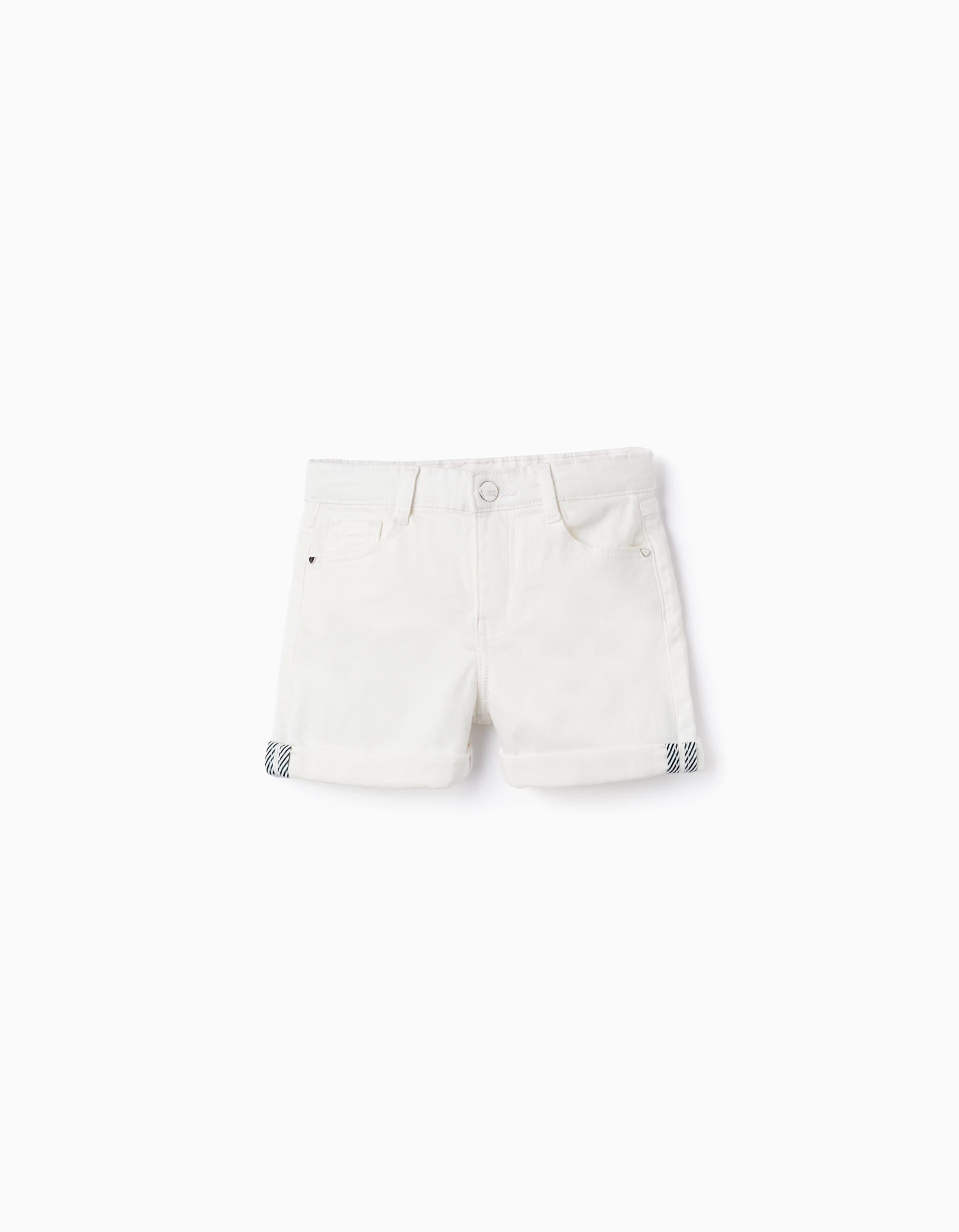 SHORTS TWILL, WHITE, 13/14-SHORT/BERMUDA-KID GIRL