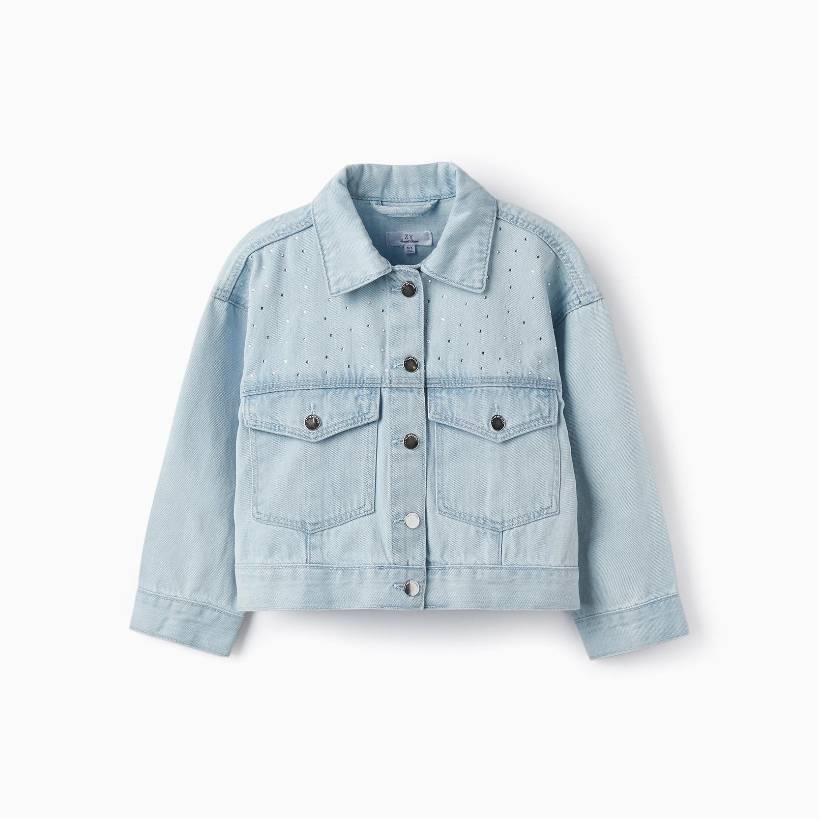 Cotton Denim Jacket with Sparkles for Girls 'Special Days', Light Blue
