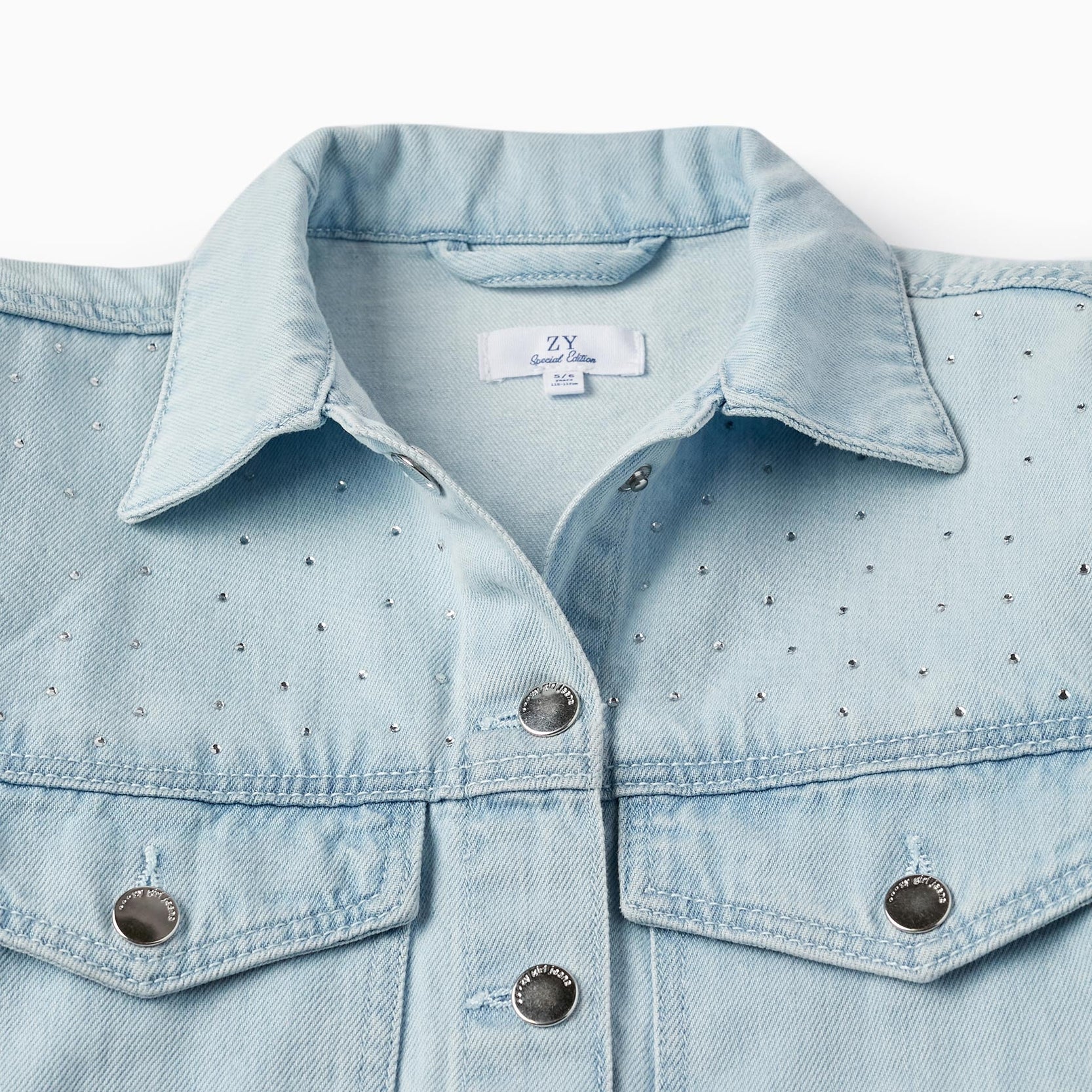 Cotton Denim Jacket with Sparkles for Girls 'Special Days', Light Blue
