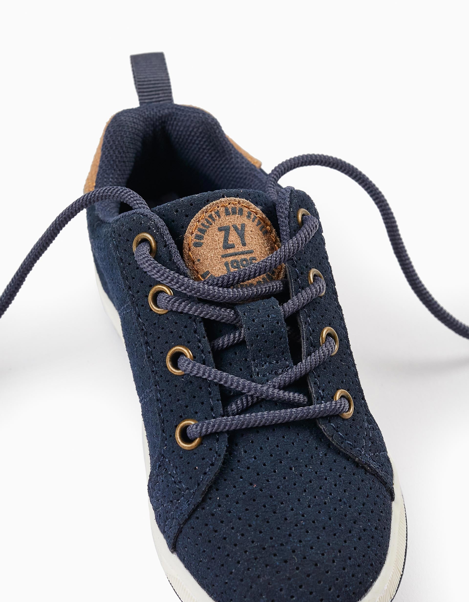 Deck Shoes in Suedine for Baby Boy 'ZY 1996', Dark Blue