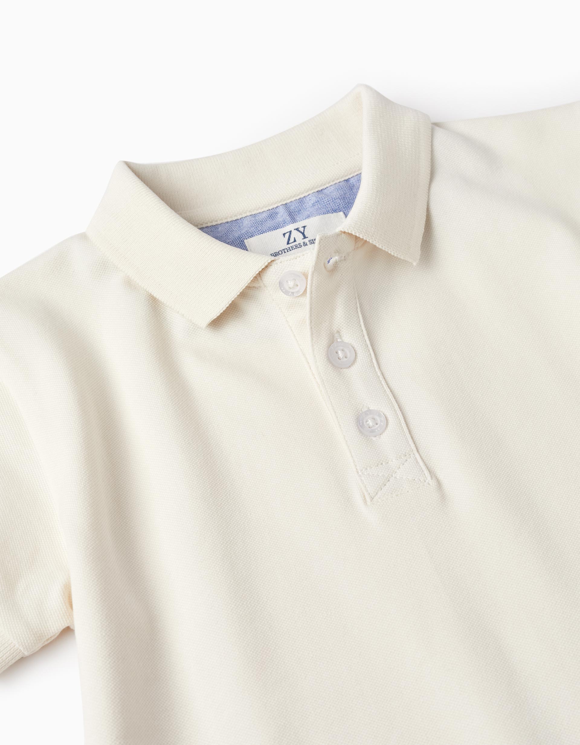 Short Sleeve Polo in Cotton Piqué for Boys 'B&S', White