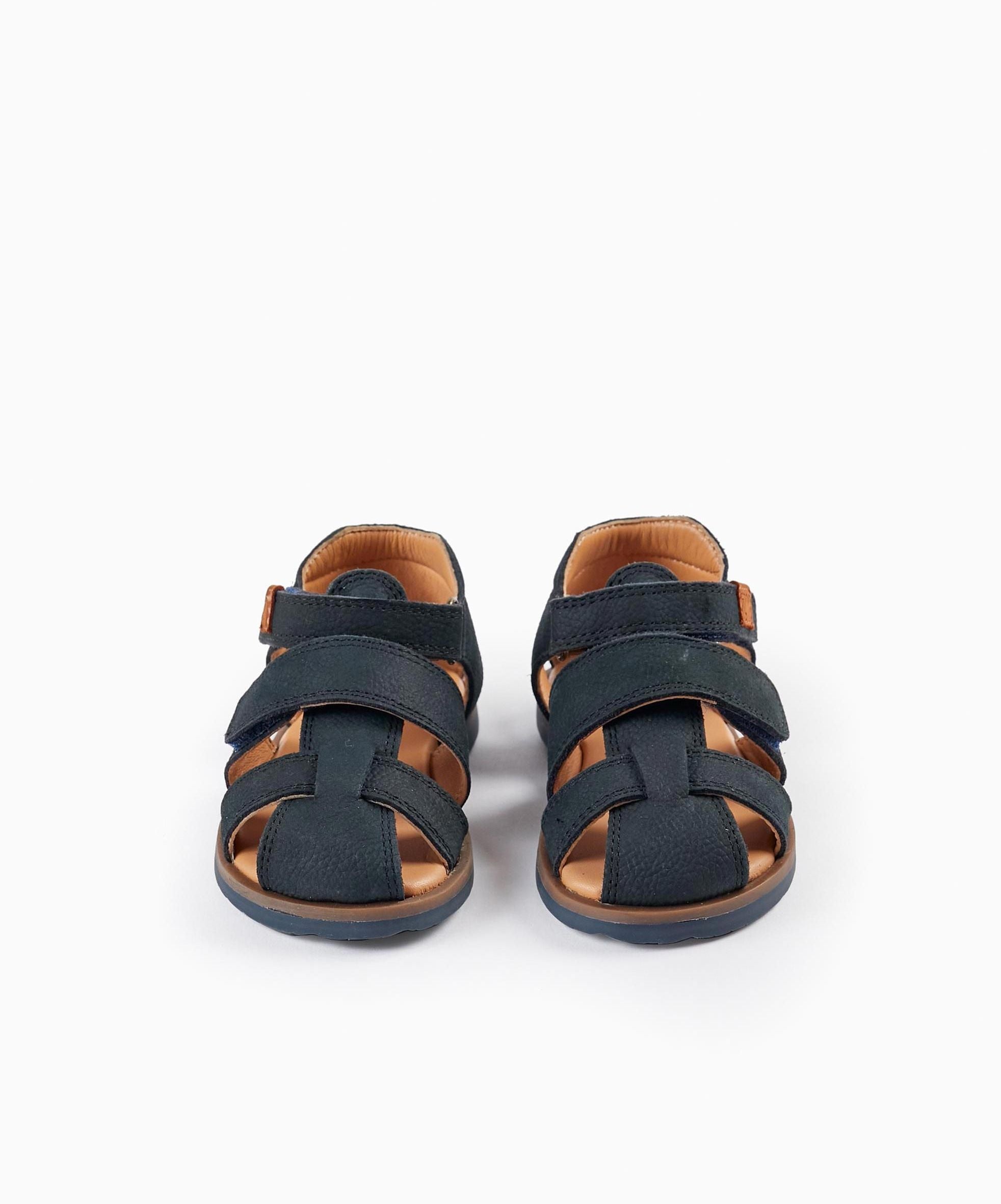 SANDAL IN LTH, DARK BLUE, 23