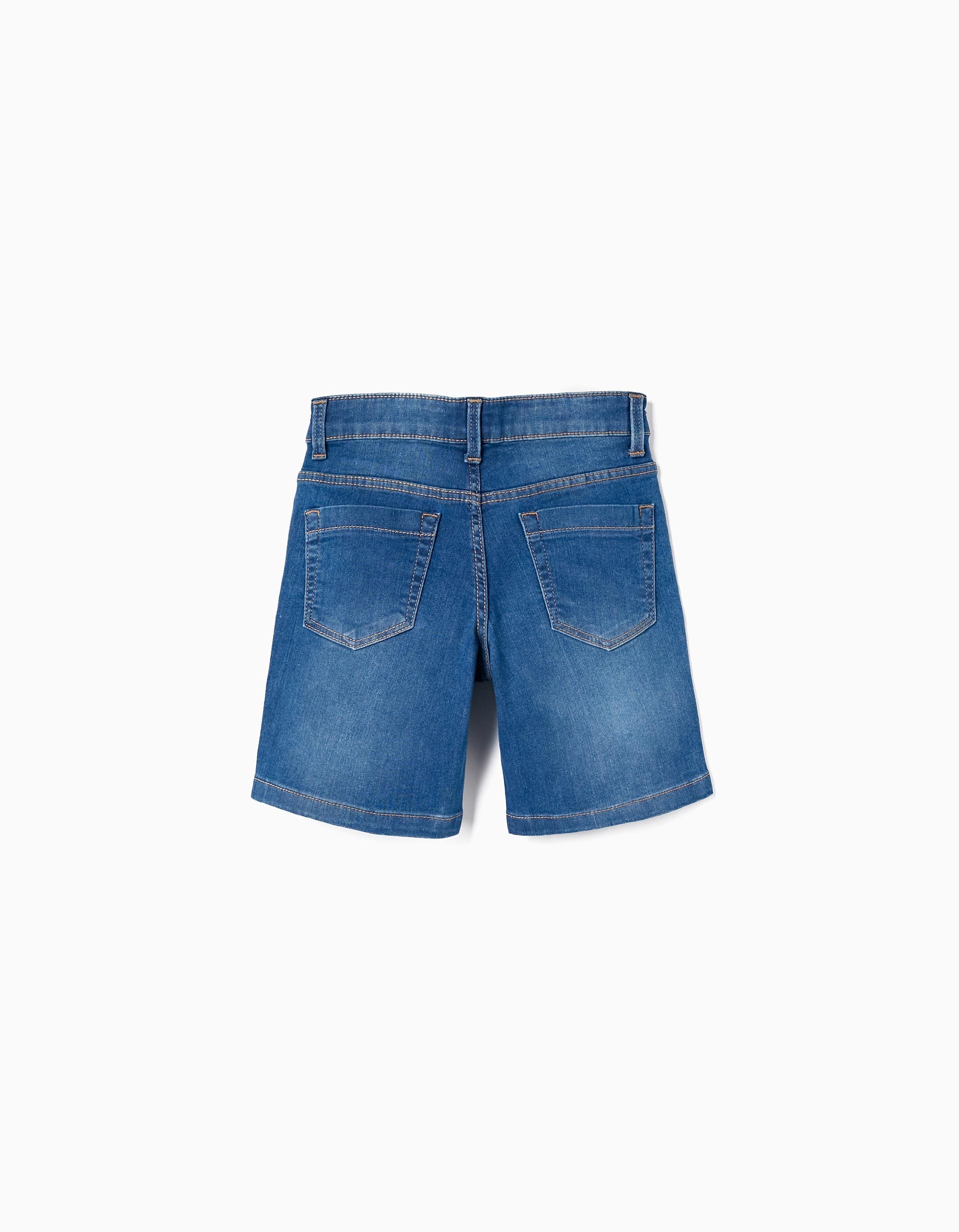Denim Midi Shorts for Boys, Blue