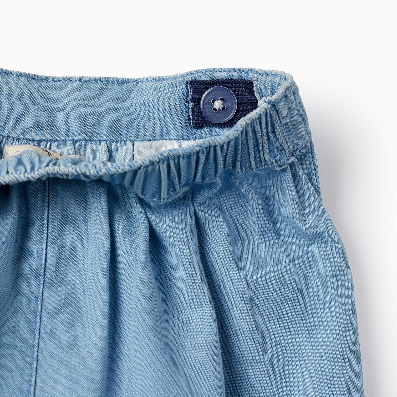Cotton Denim Shorts with Ruffles for Baby Girls, Light Blue
