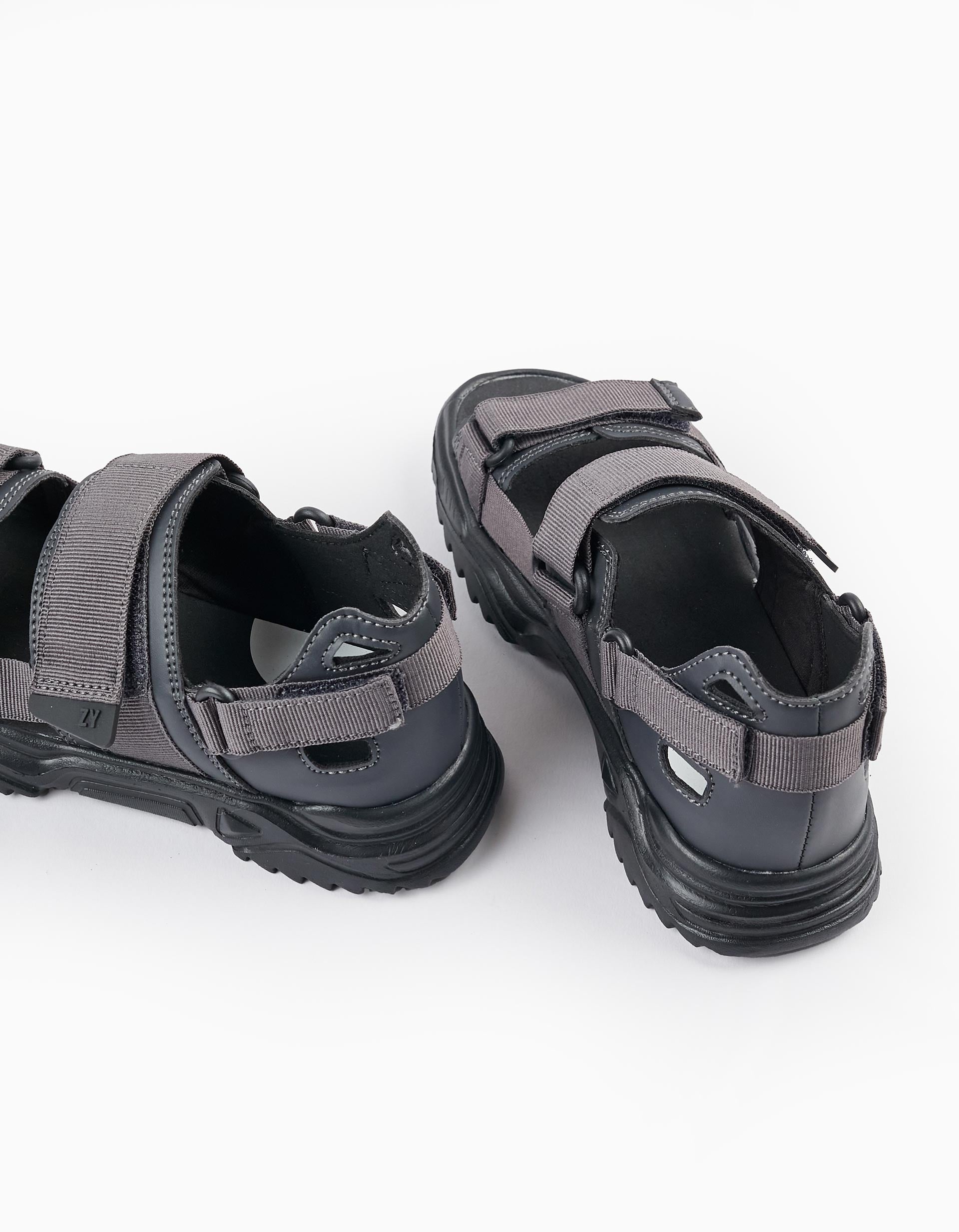 SANDAL, DARK GREY, 25-SANDALS-KID BOY