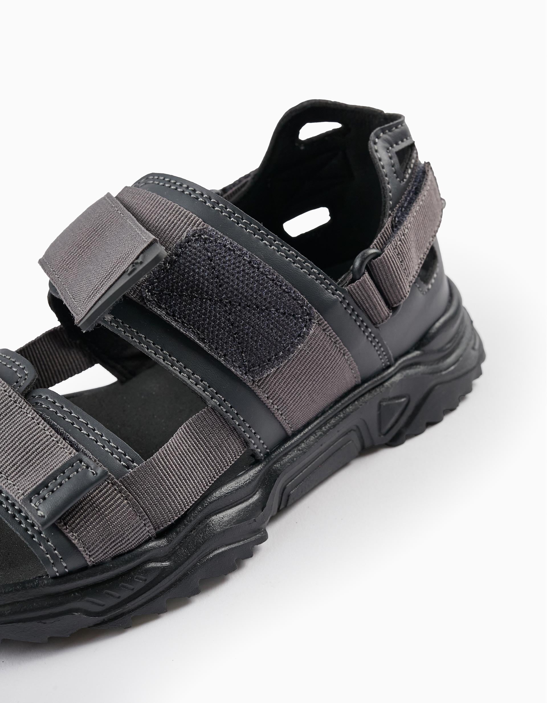 SANDAL, DARK GREY, 25-SANDALS-KID BOY