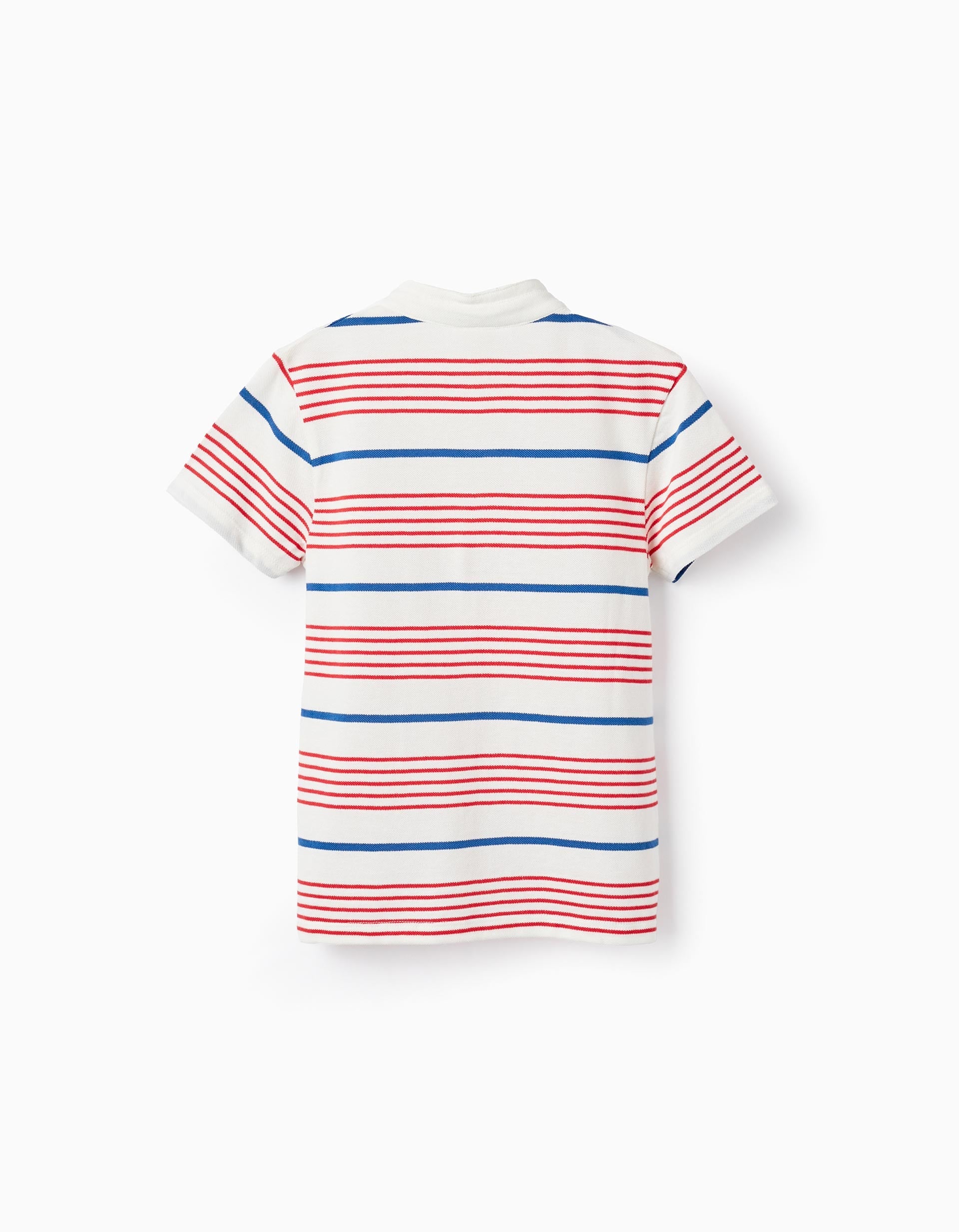 Short Sleeve Shirt for Boys, White/Red/Blue