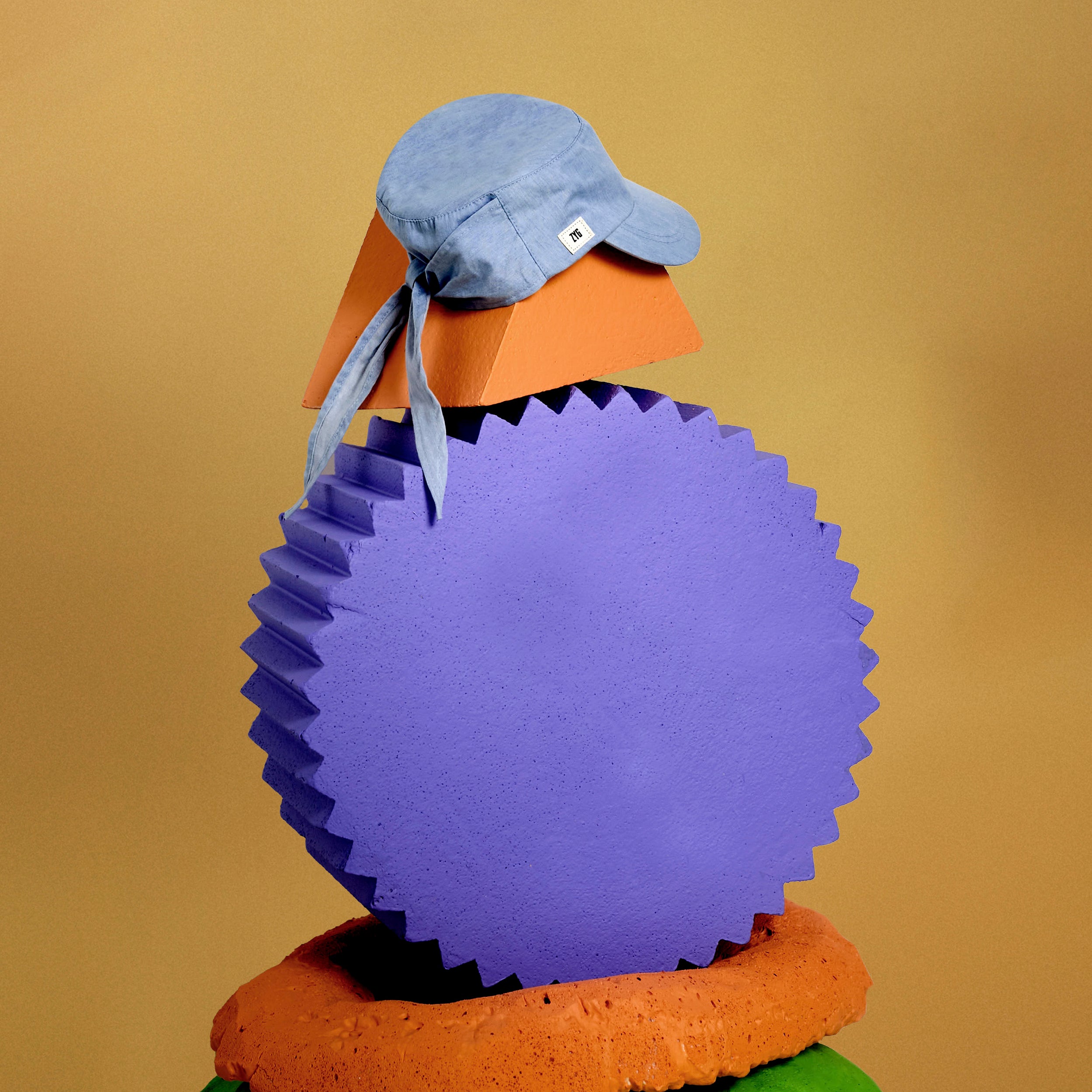 Cotton Cap with Ribbon for Girls, Blue