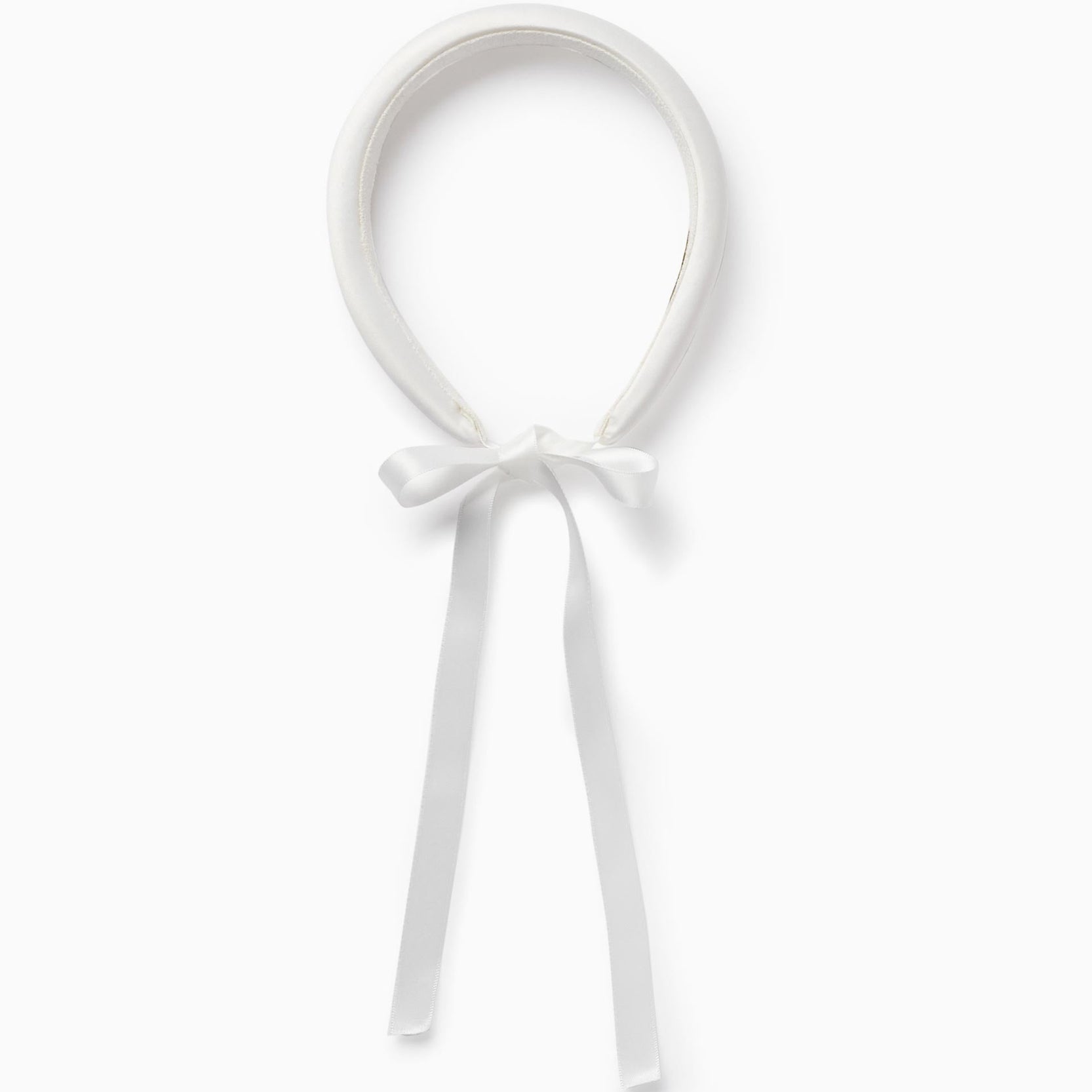 Headband with Satin Ribbon for Girls, White