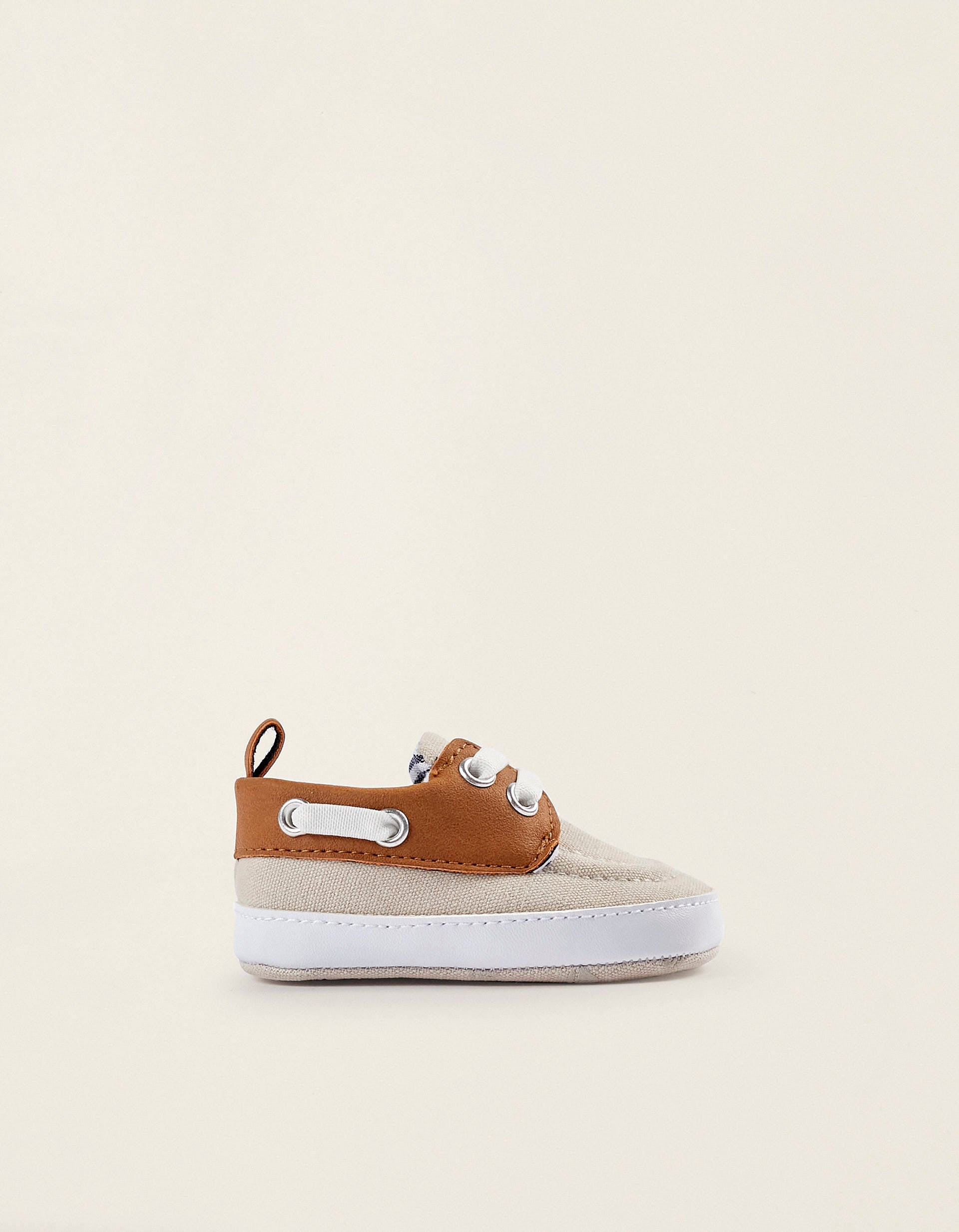 Deck Shoes for Newborn Boys, Brown/Light Grey