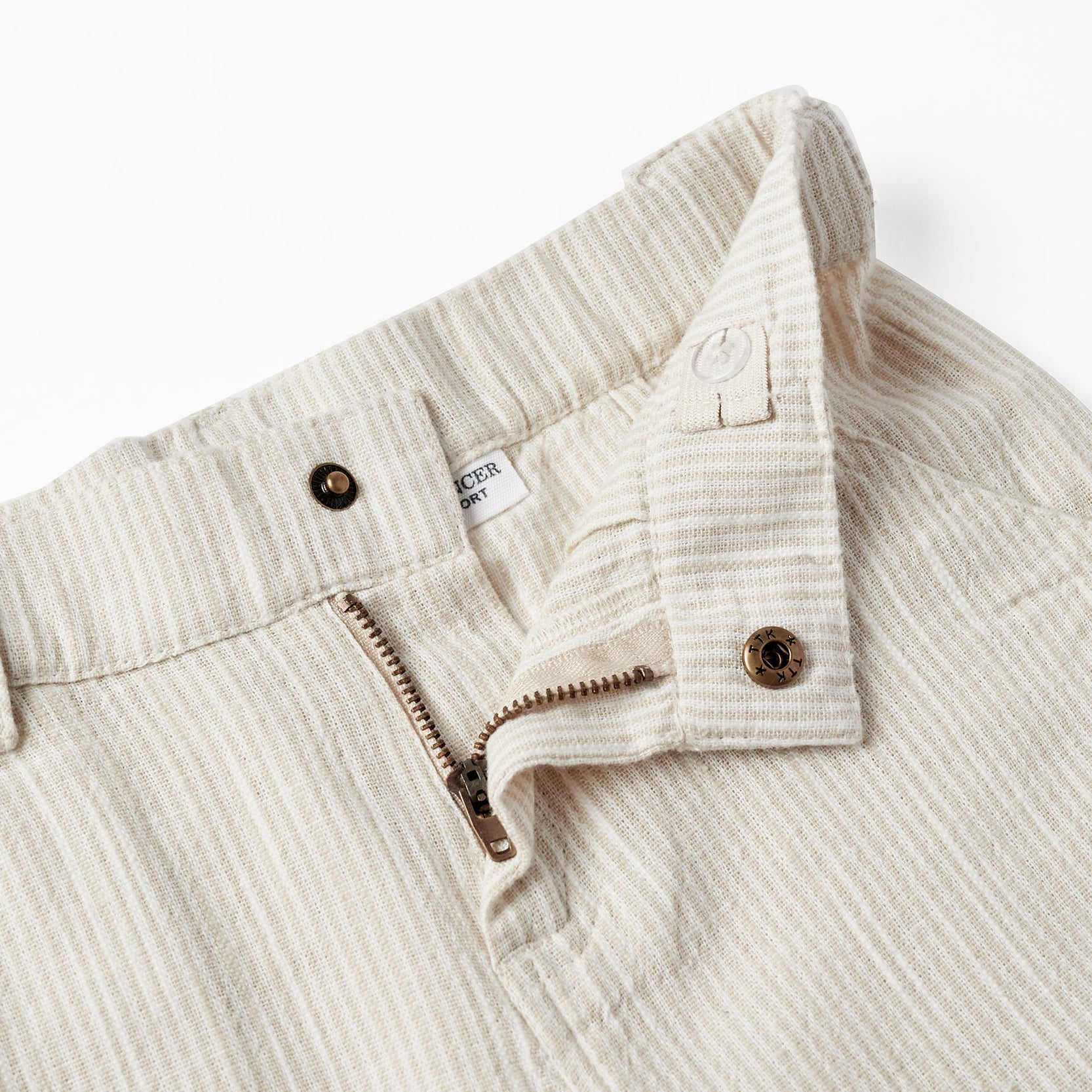 Striped Chino Shorts for Boys, White/Beige