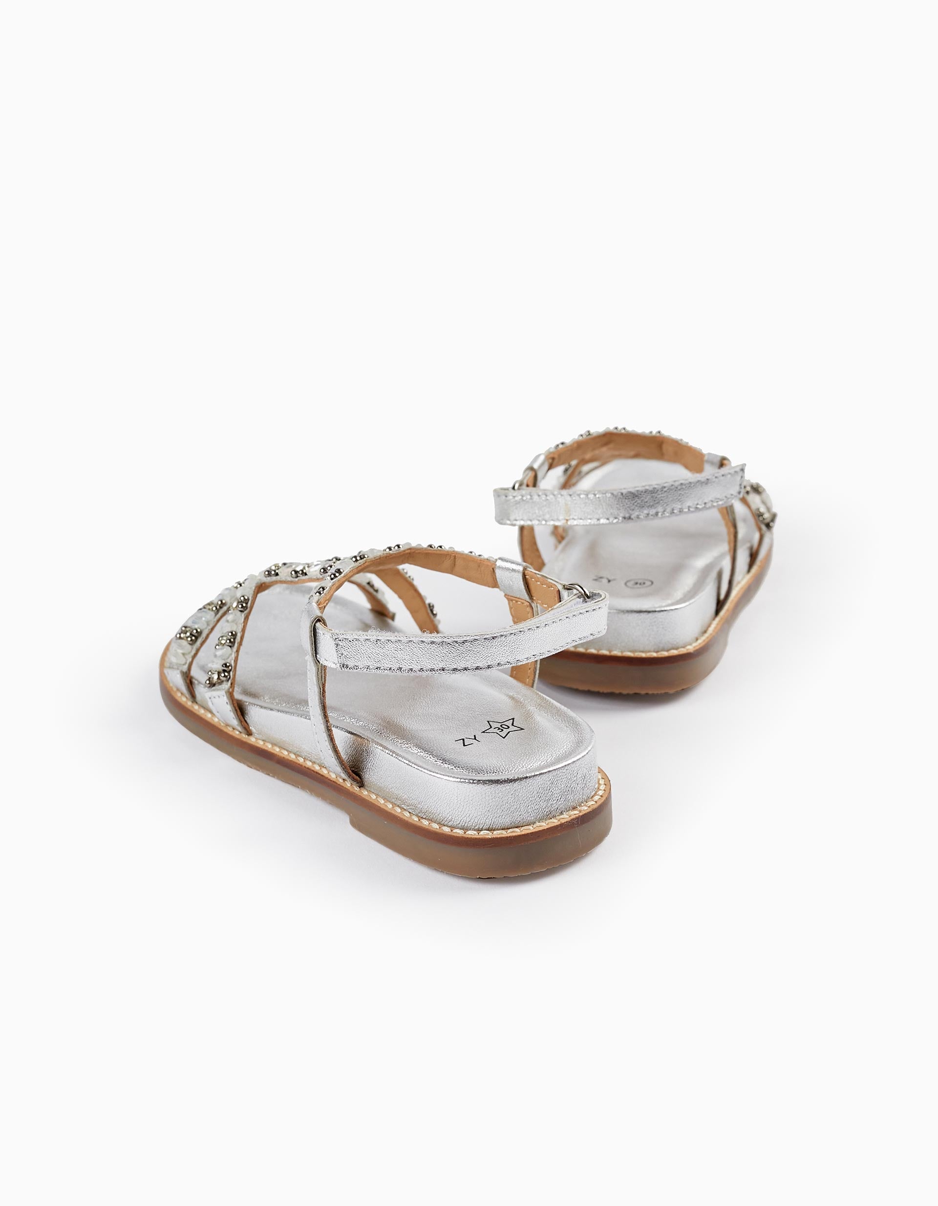 METALLIC SANDAL, GREY, 25