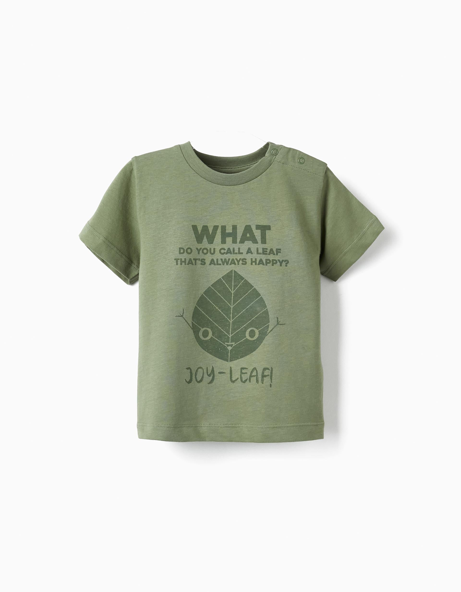 Short Sleeve Cotton T-Shirt for Baby Boys 'Joy-Leaf', Green