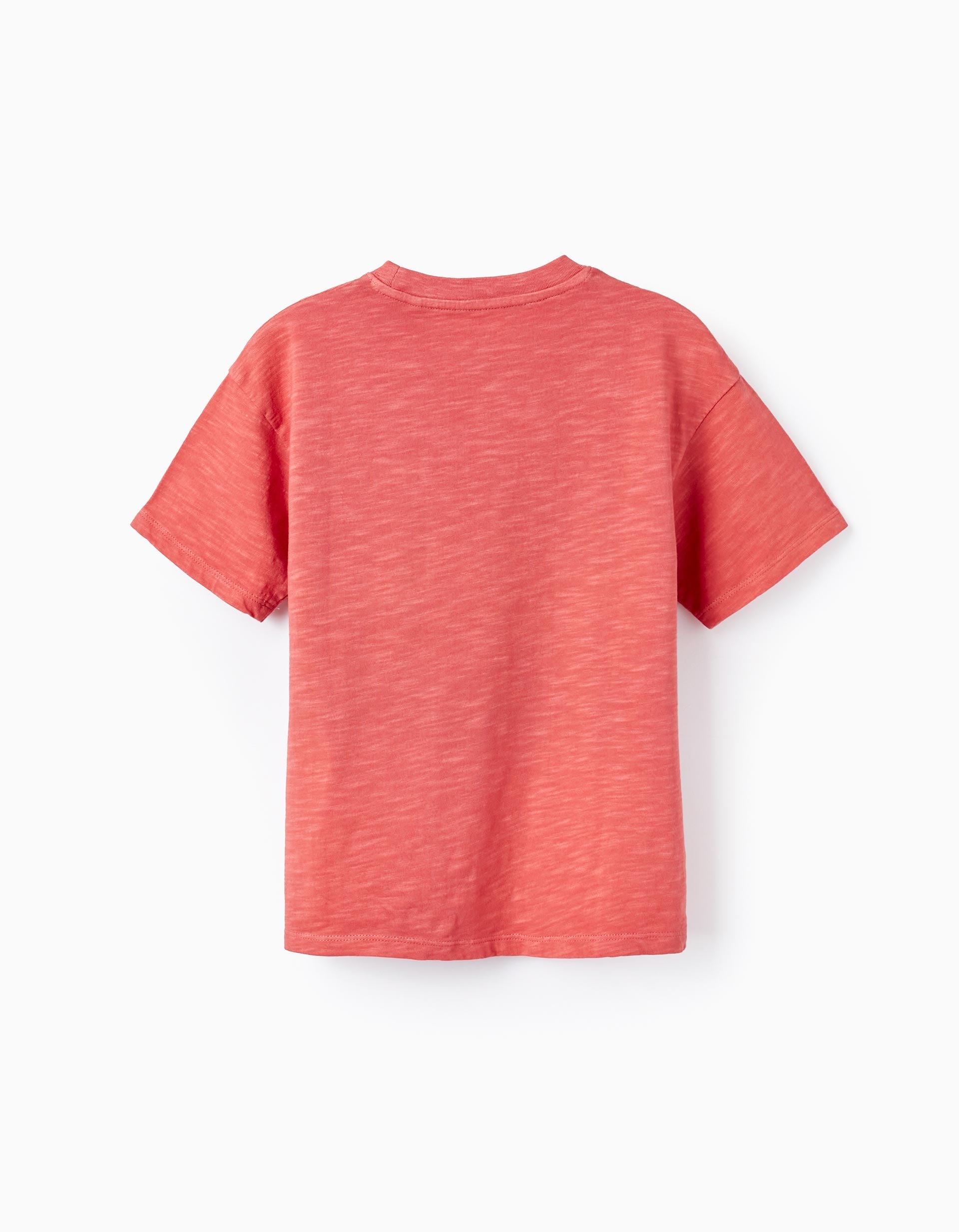 Cotton Jersey T-shirt with Pocket for Boys, Dark Coral