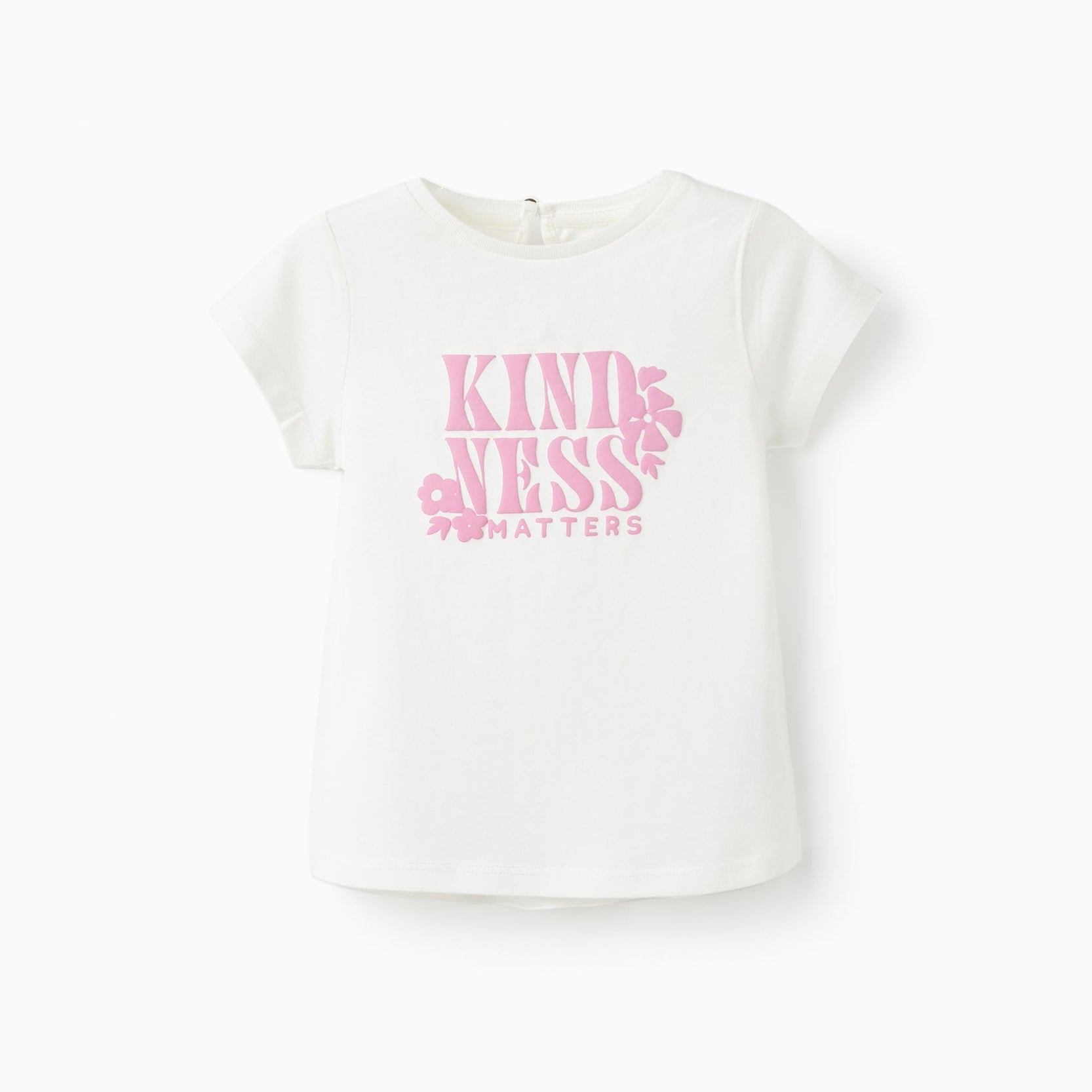 Short Sleeve T-Shirt for Baby Girls 'Kindness Matters', White/Pink