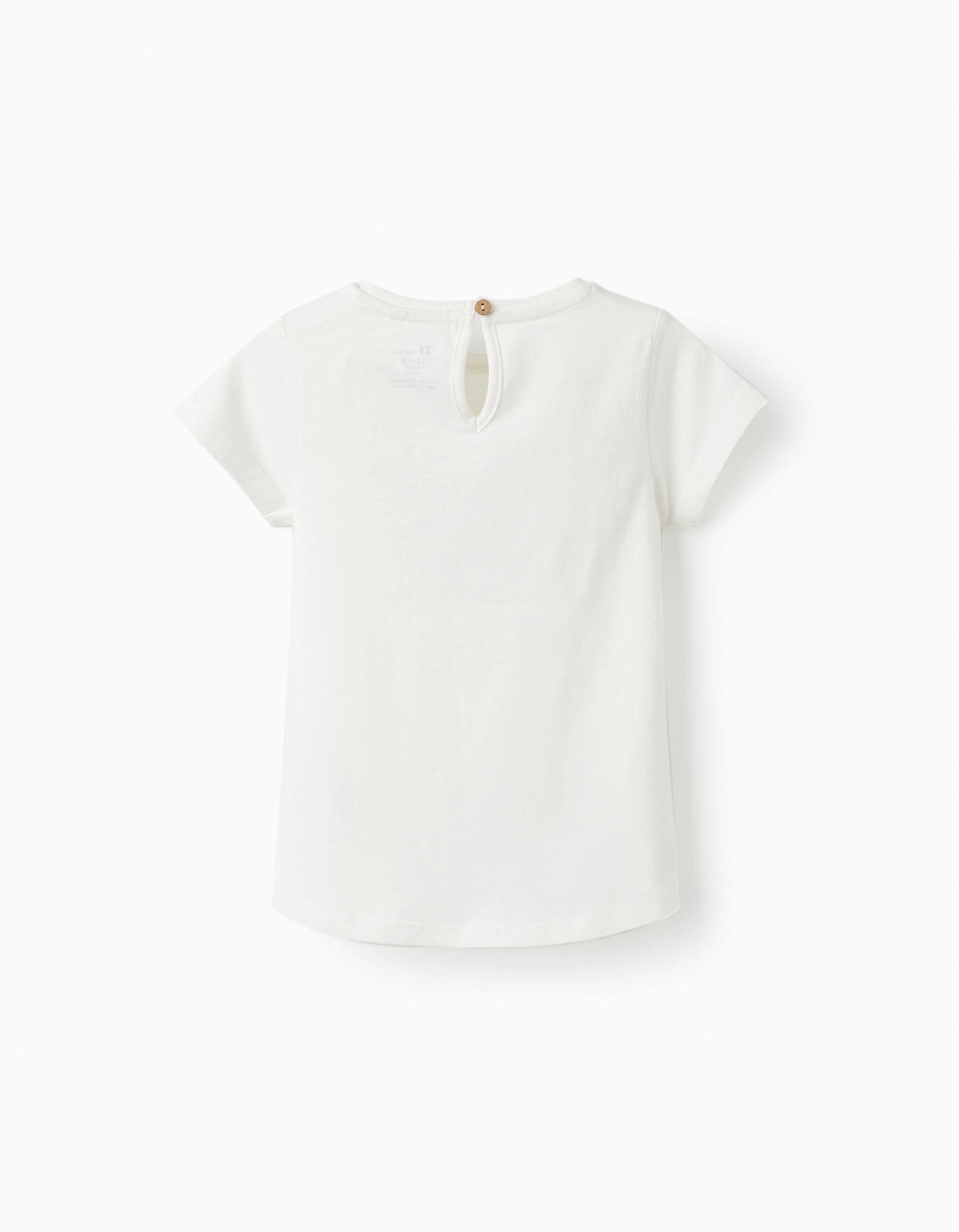 Short Sleeve T-Shirt for Baby Girls 'Kindness Matters', White/Pink