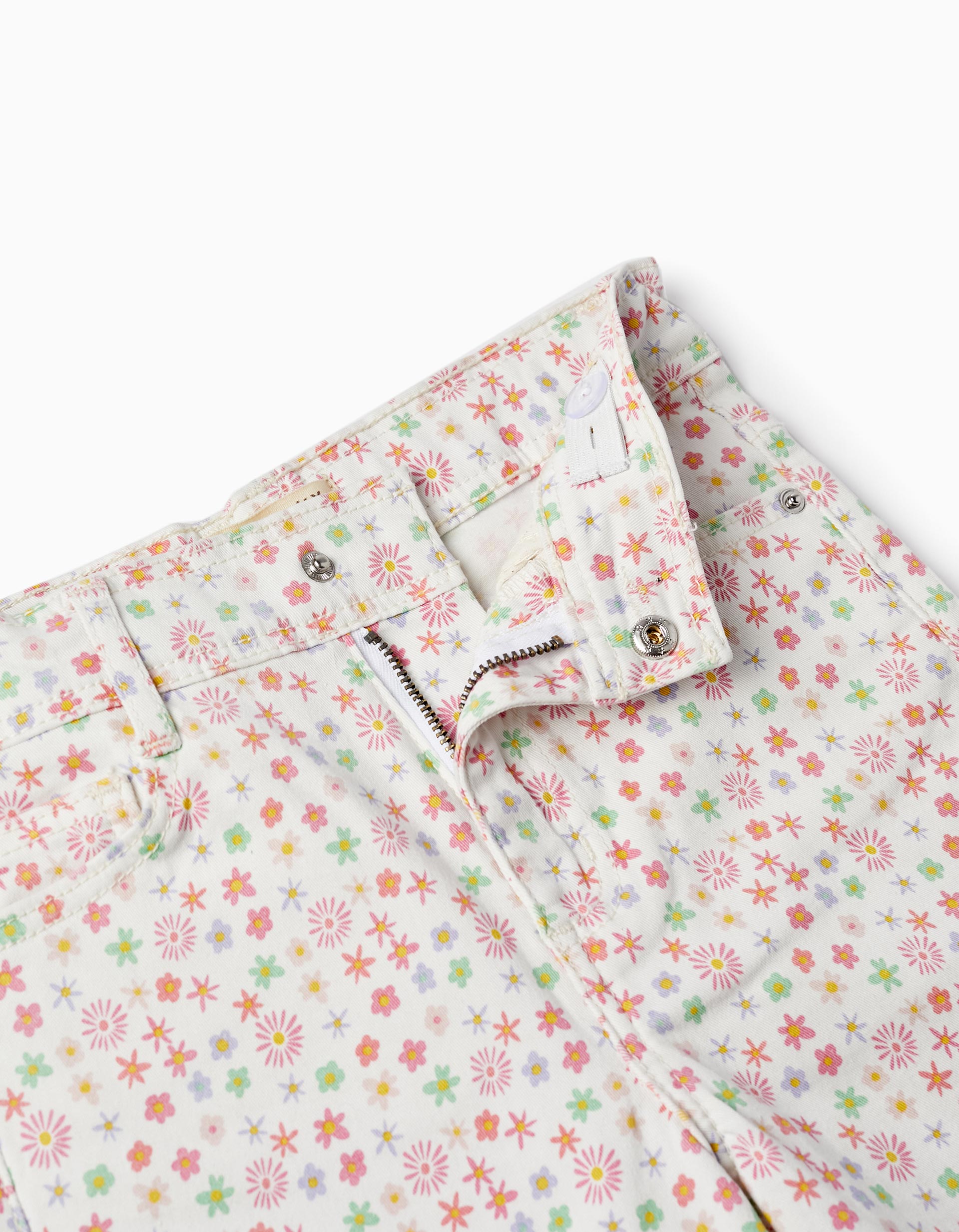 Floral Twill Trousers for Girls 'Wide Leg', Multicolour