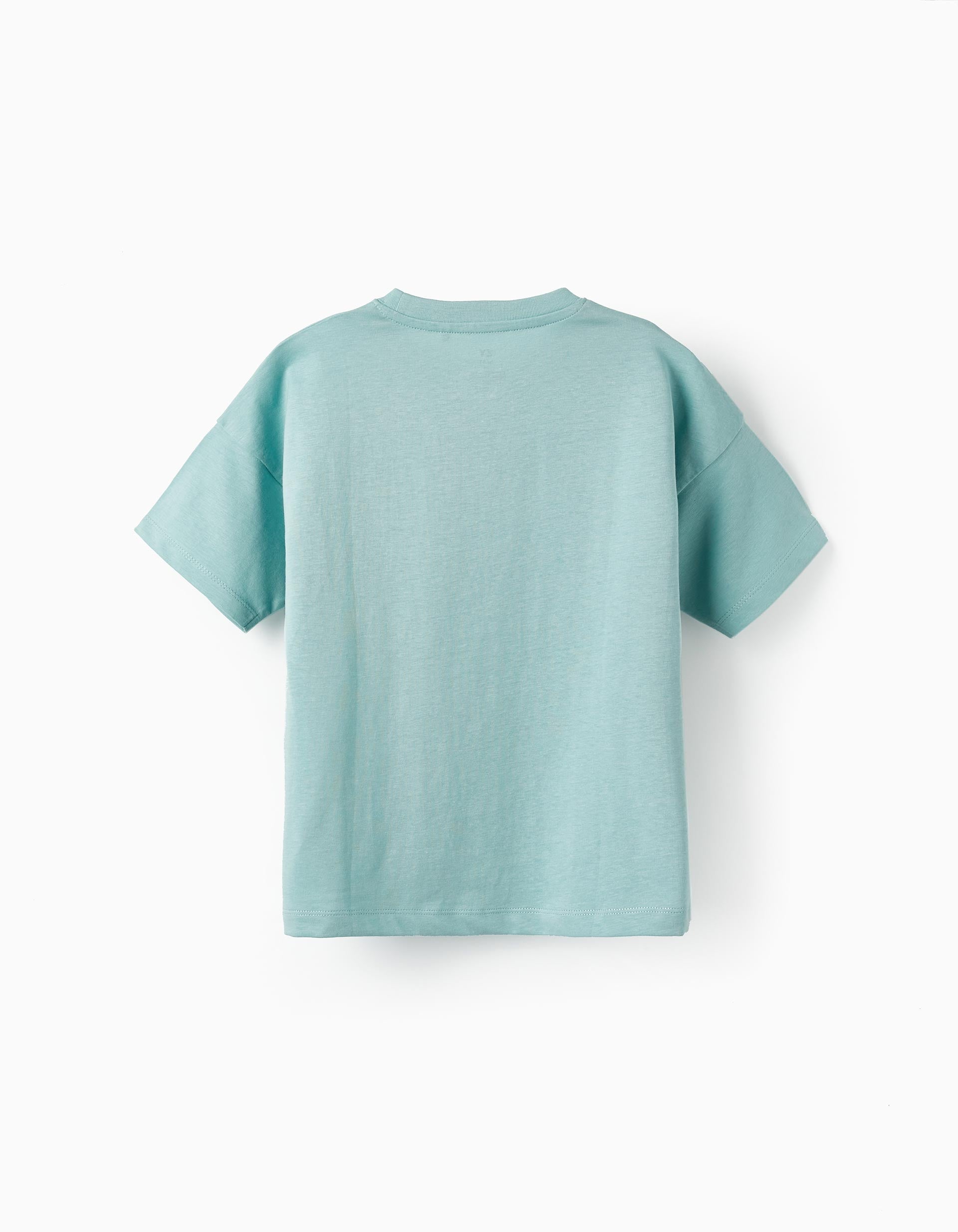 Cotton T-Shirt for Boys 'No Bad Waves', Aqua Green