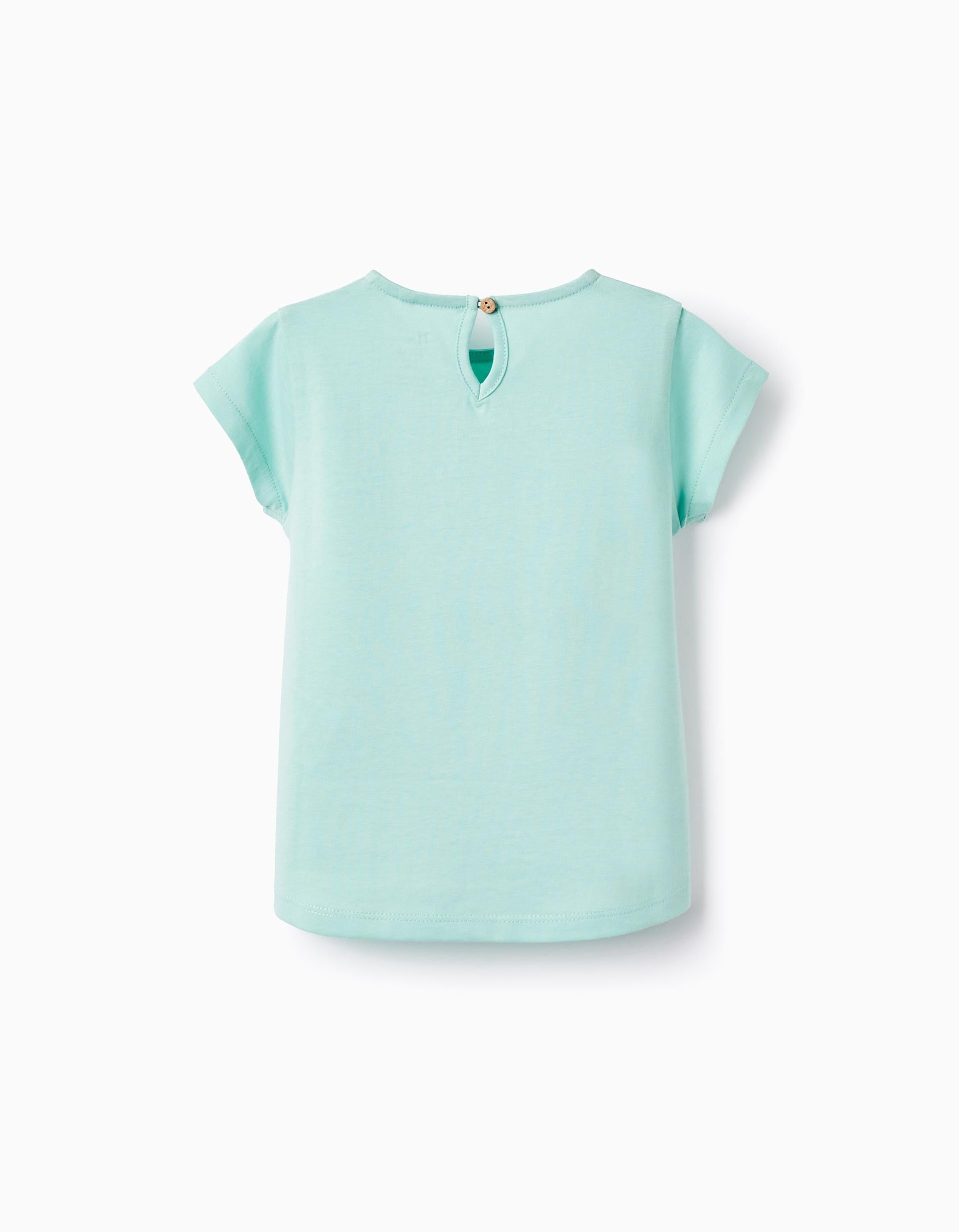 Cotton T-shirt for Baby Girls 'Cha Cha Cha', Aqua Green