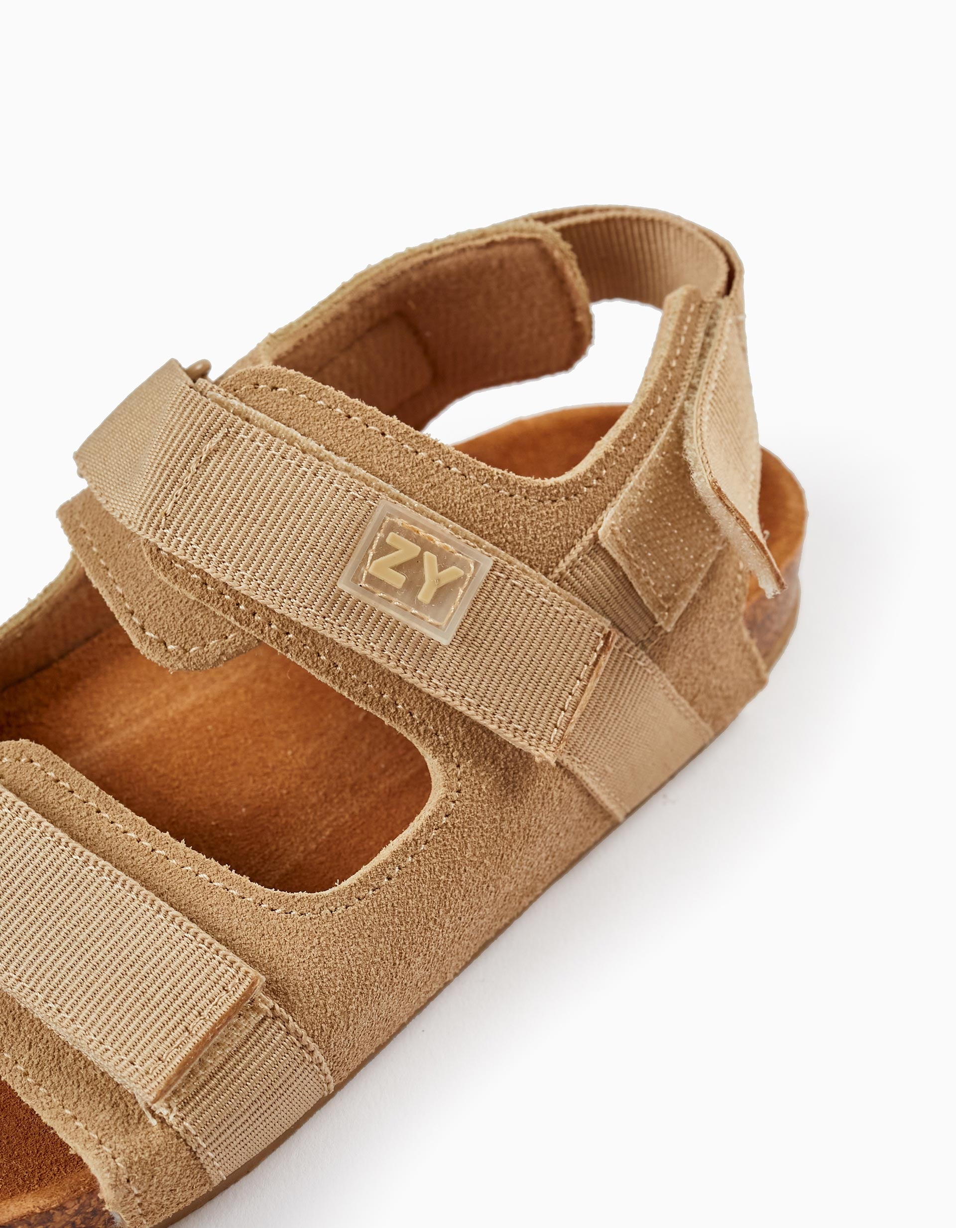 SANDAL LEATHER, DARK BEIGE, 25-SANDALS-KID BOY