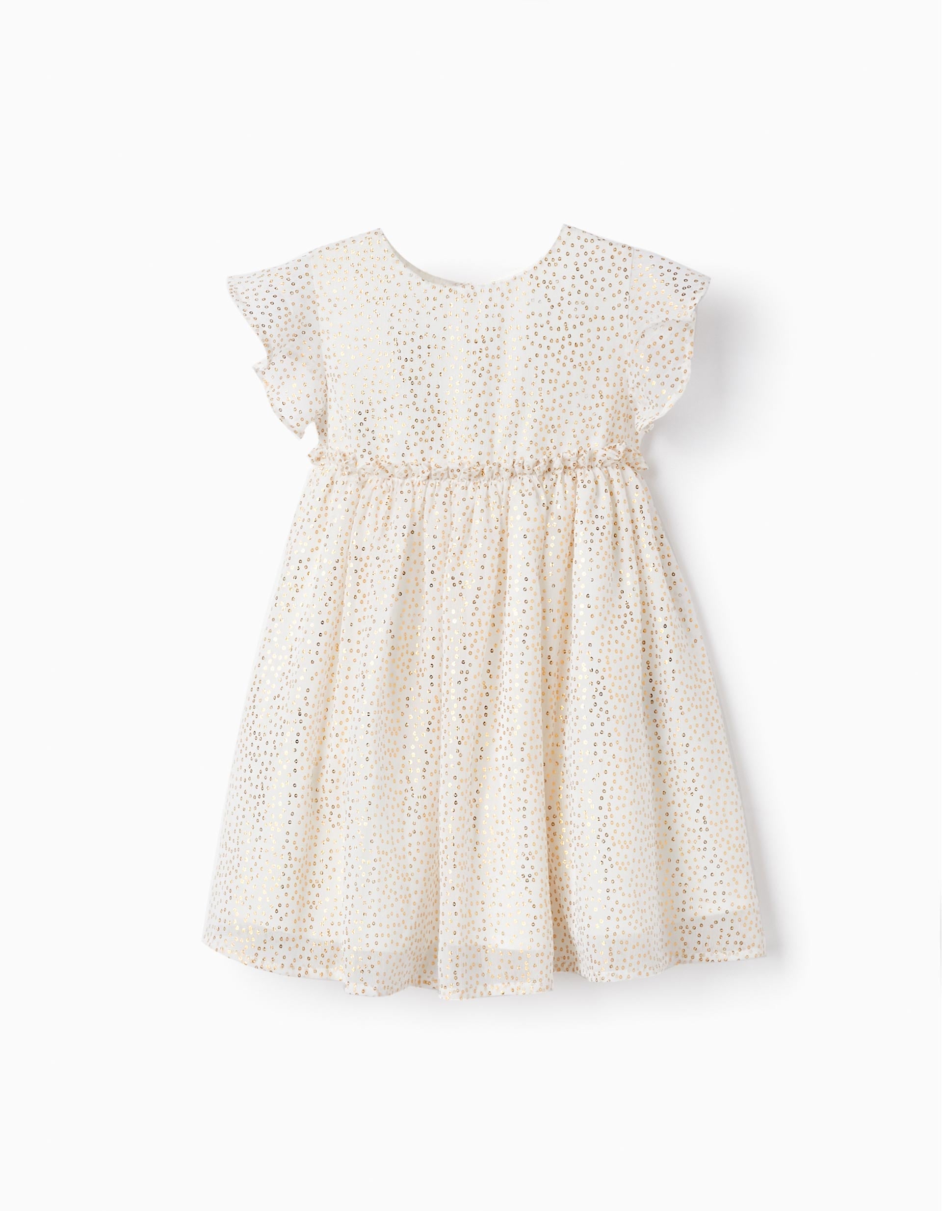 Ceremony Dress for Baby Girls, White/Gold
