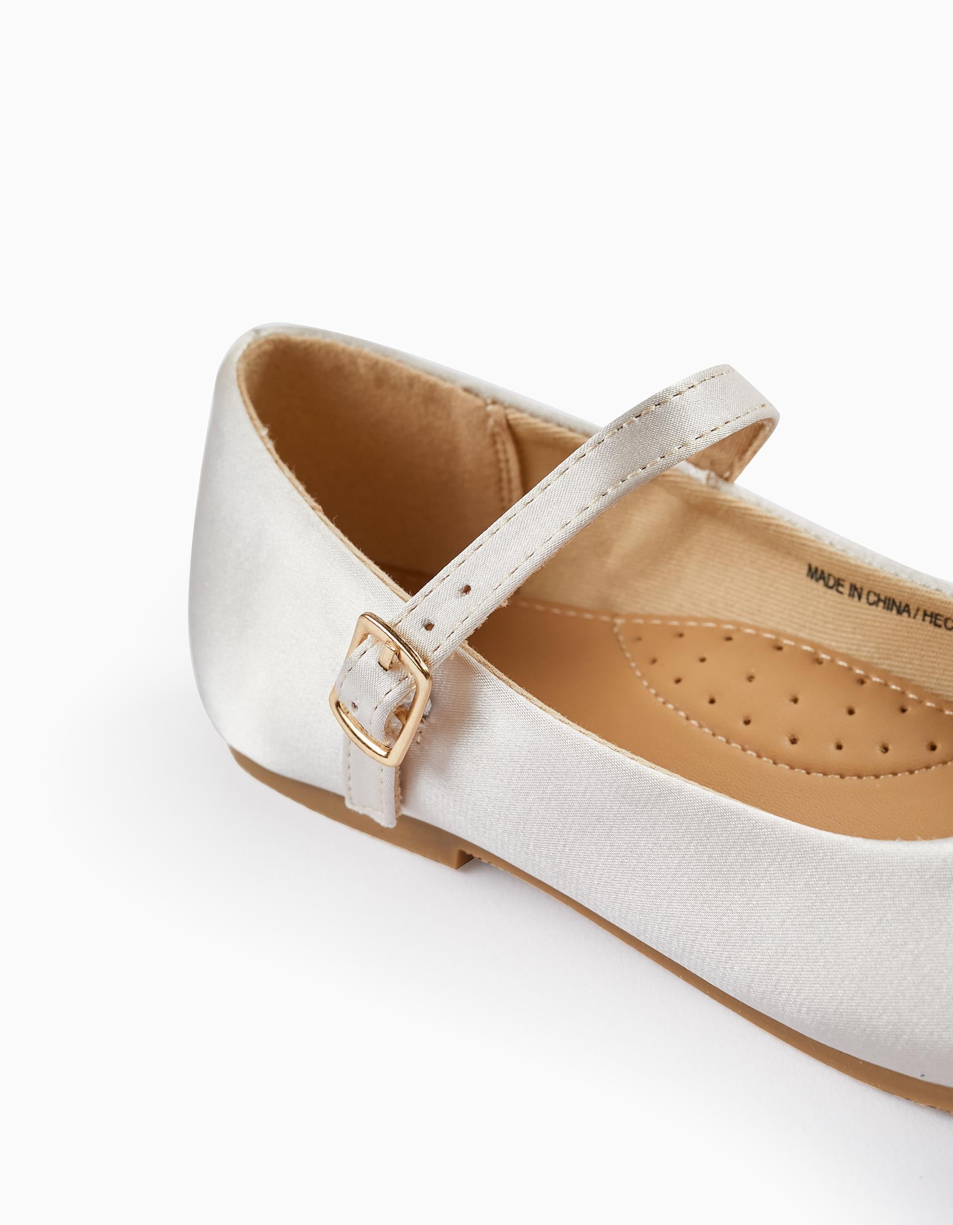 Satin Ballet Flats with Bow for Girls, White