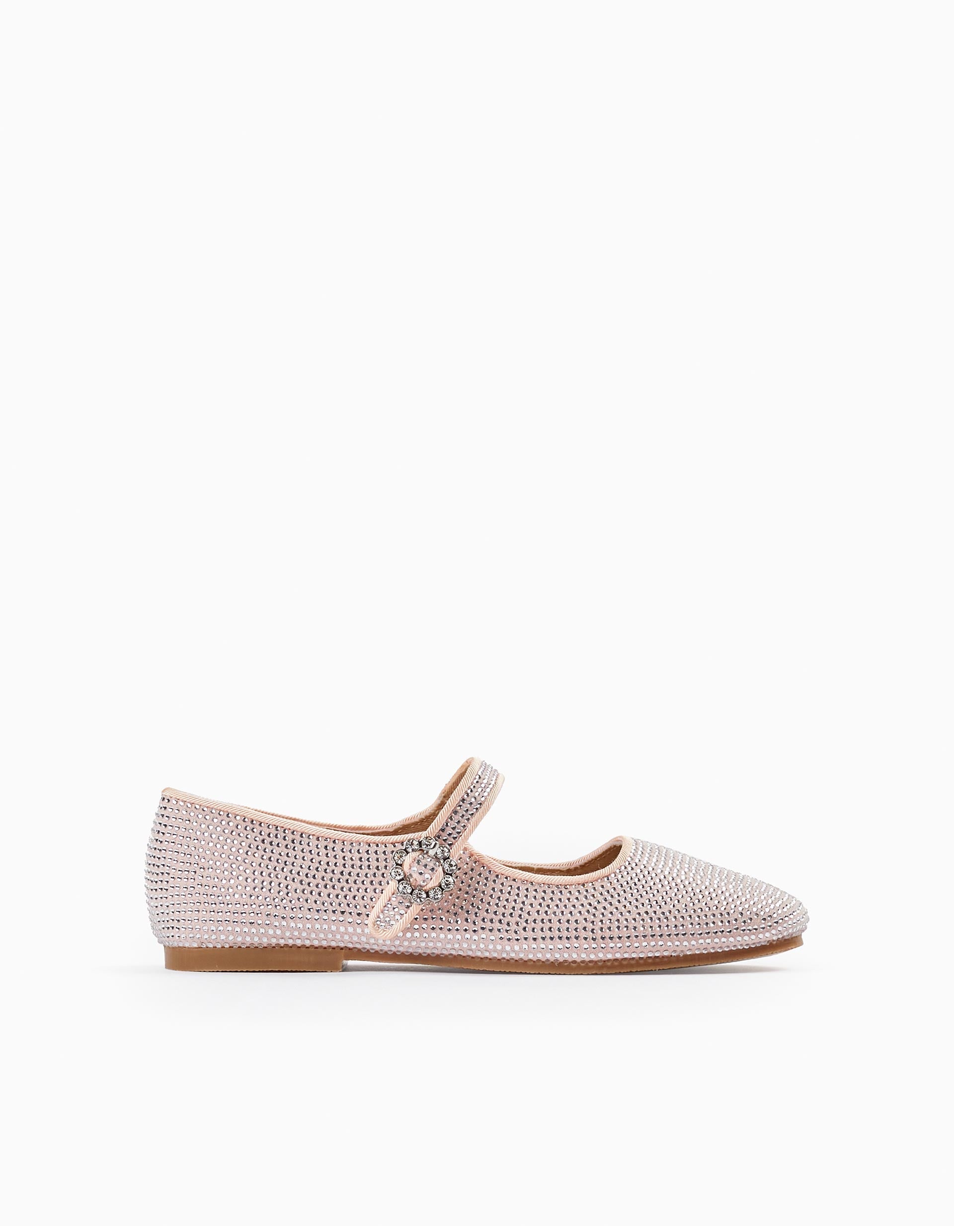 Sparkling Ballerina Flats for Girls, Light Pink