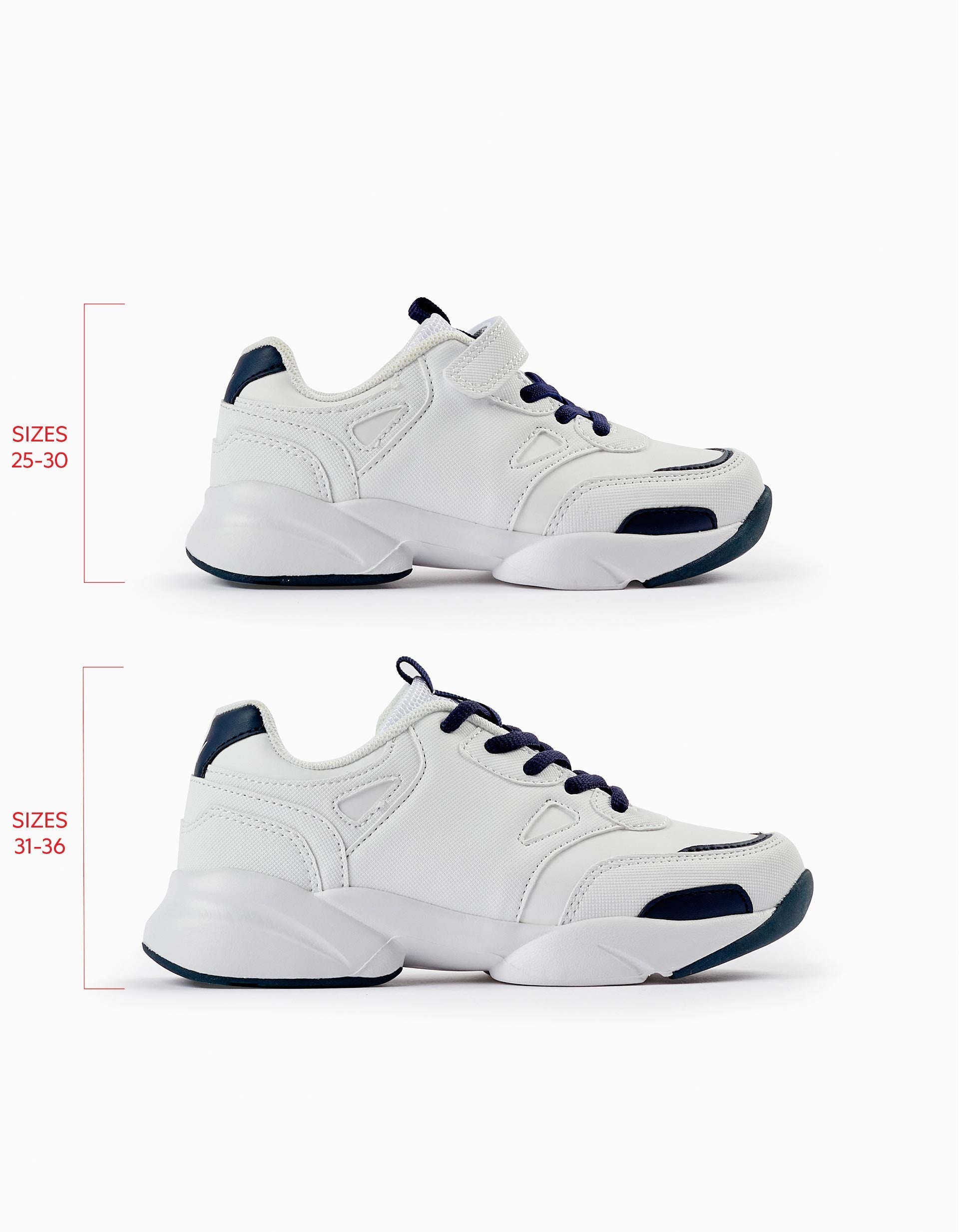 Trainers for Boys, White/Dark Blue