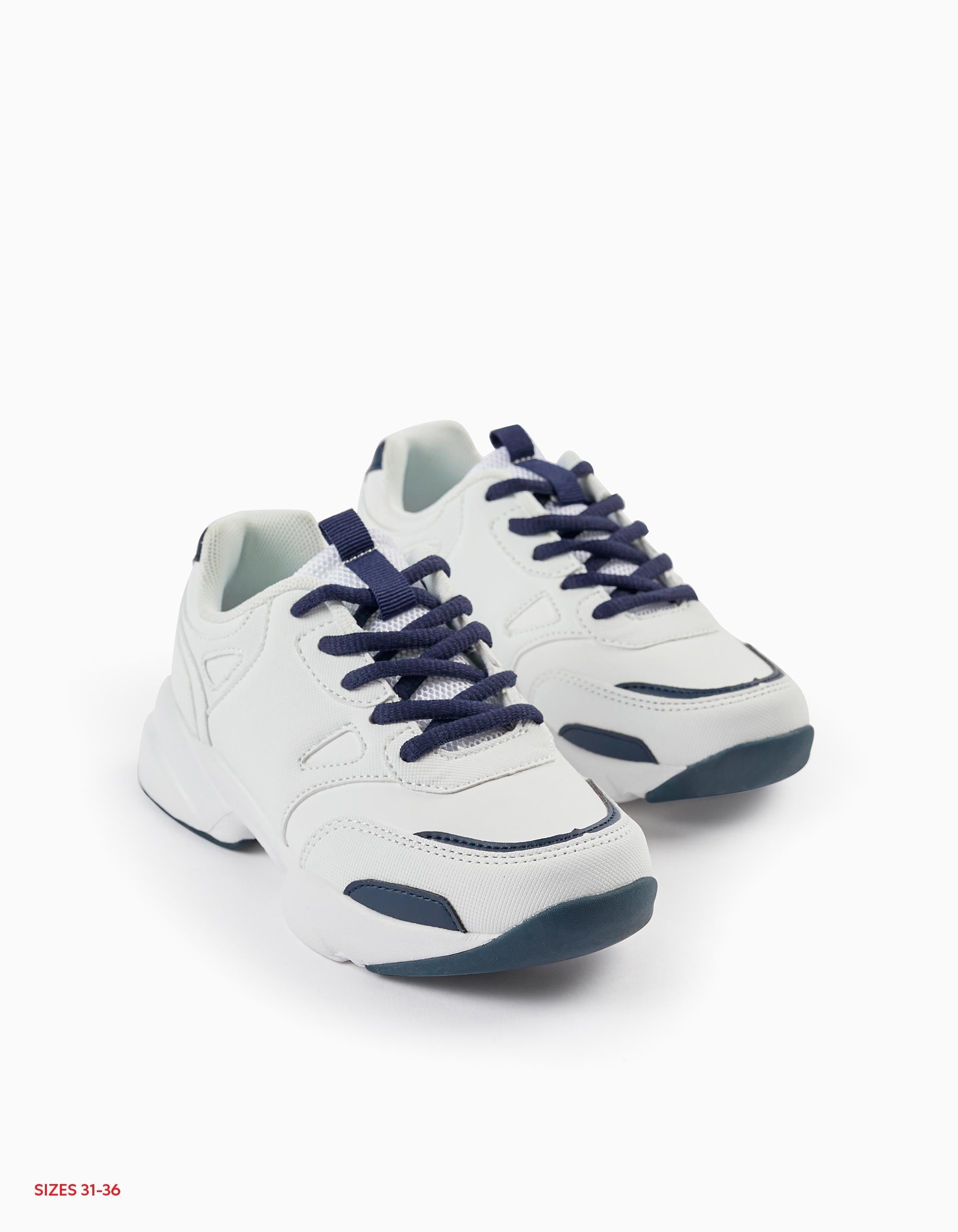 Trainers for Boys, White/Dark Blue