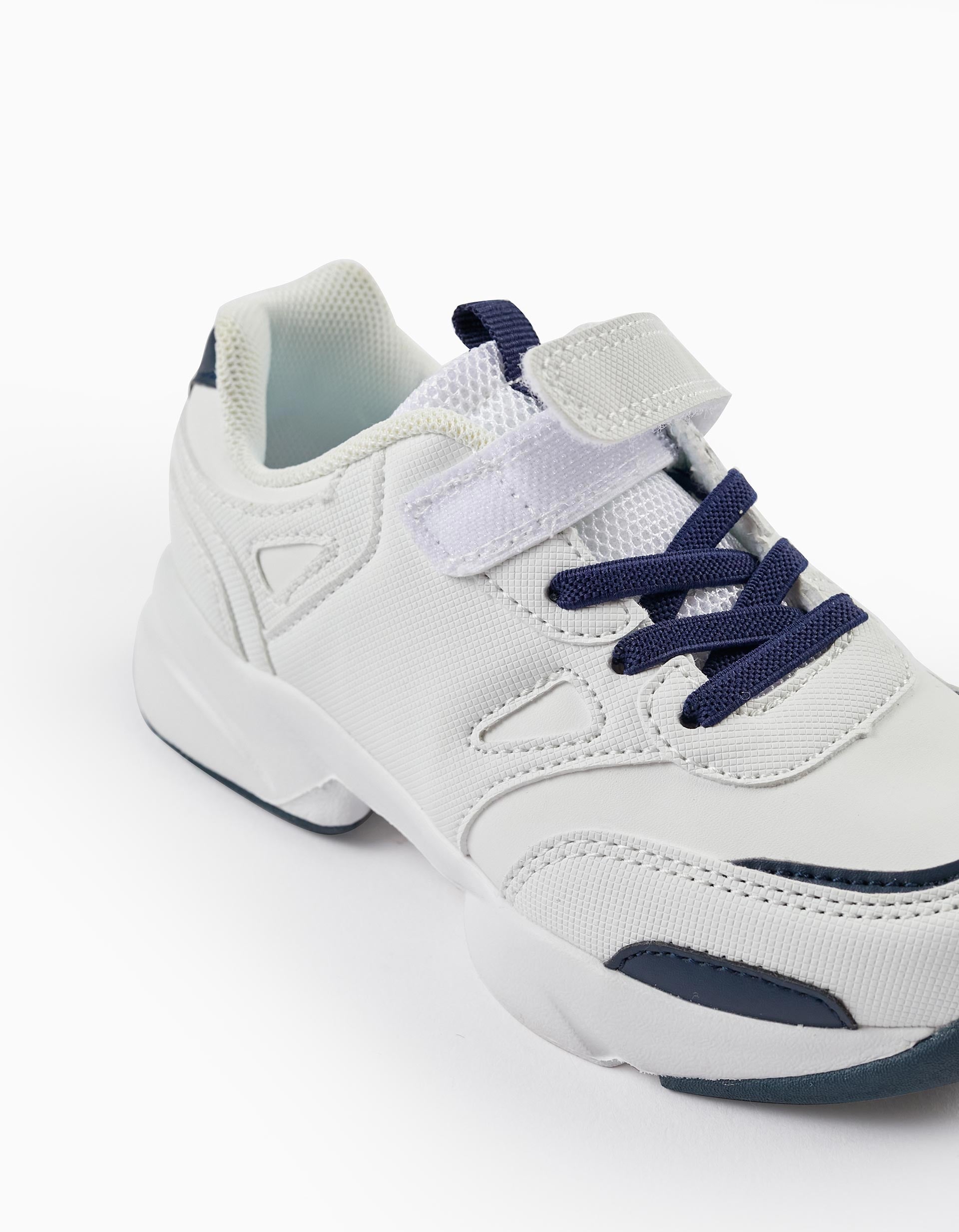 Trainers for Boys, White/Dark Blue