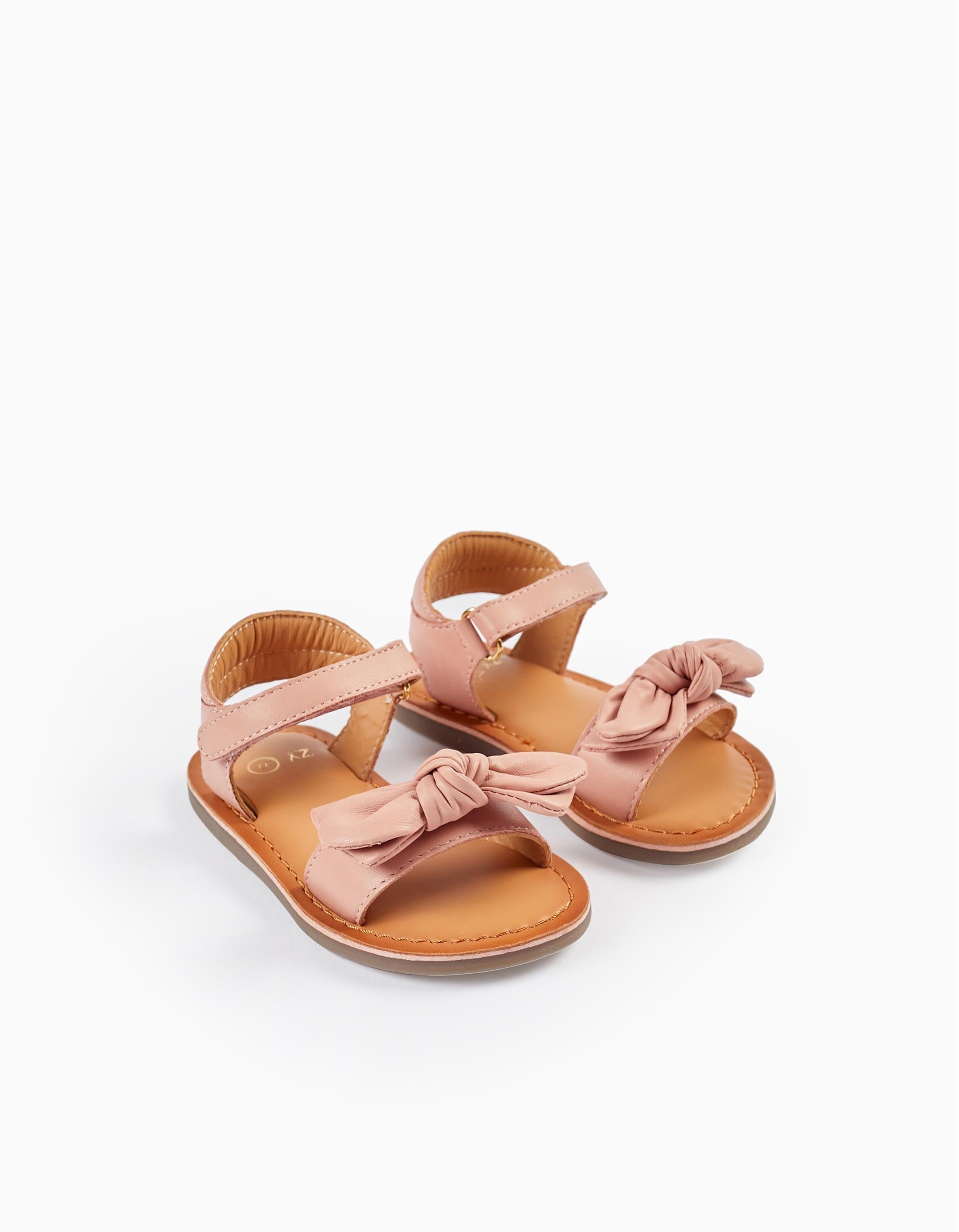 Leather Sandals with Bow for Baby Girls, Pink