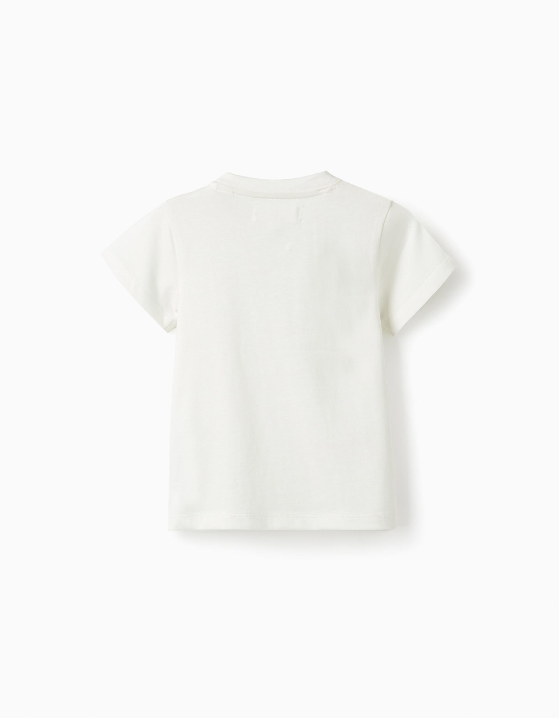 Cotton T-Shirt for Baby Boys 'Positive', White