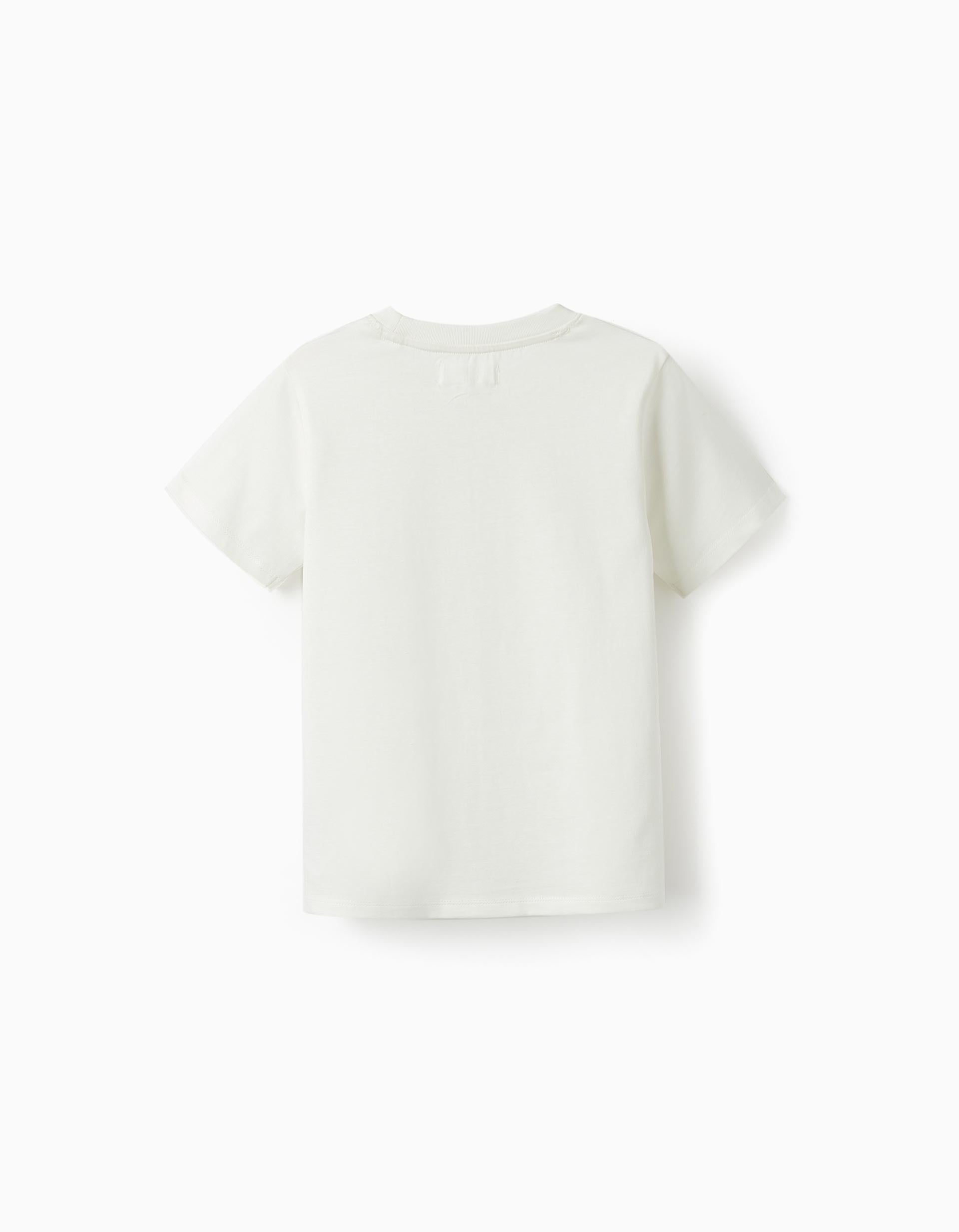 Cotton T-Shirt for Boys 'Positive', White