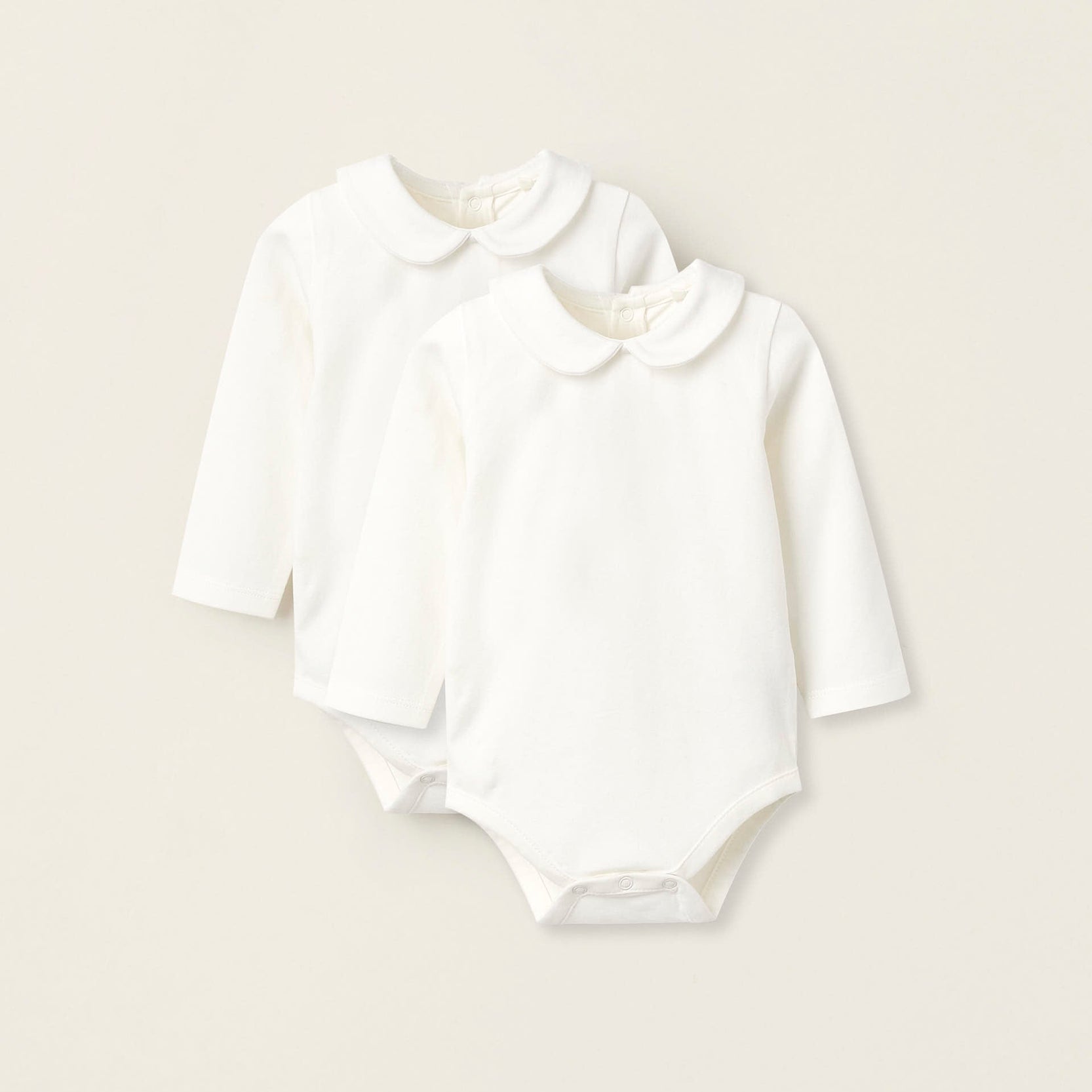 Pack of 2 Bodysuits with Peter Pan Collar for Newborn Girls, white