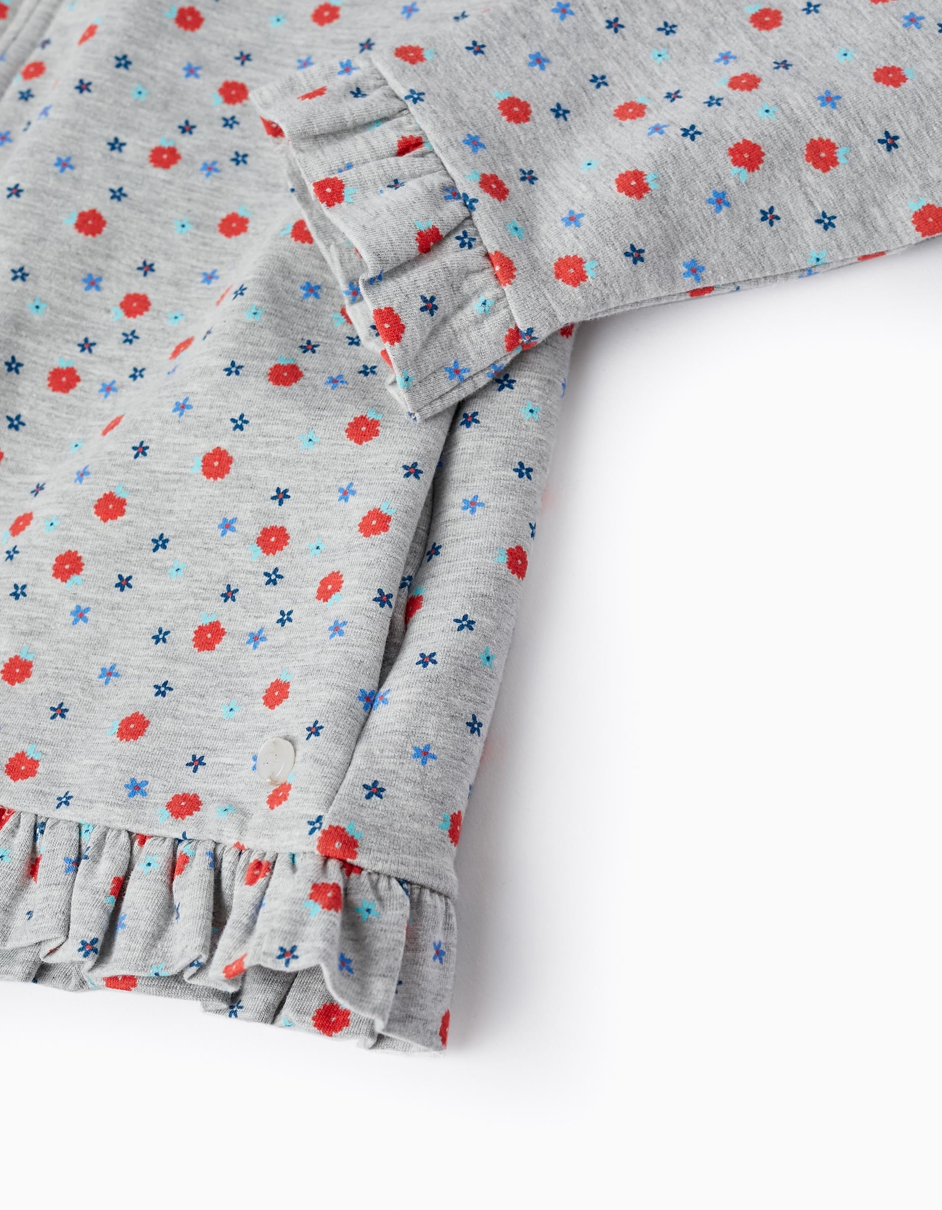 Hooded Jacket with Ruffles for Girls 'Floral', Grey